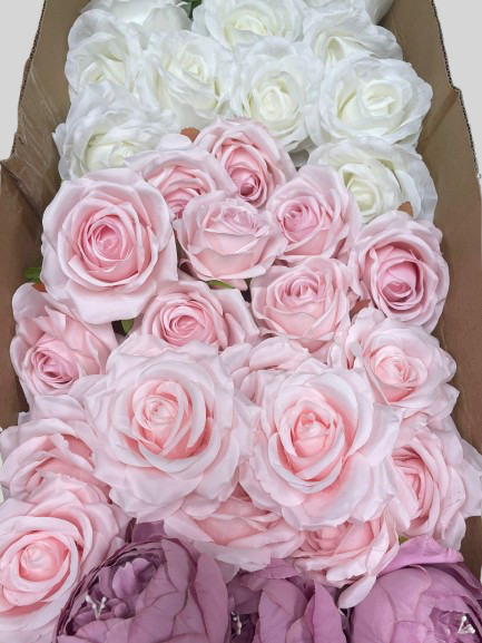 50/60 PCS Artificial Flower Heads(GS1) – Mixed Colors for Wedding & DIY Decor