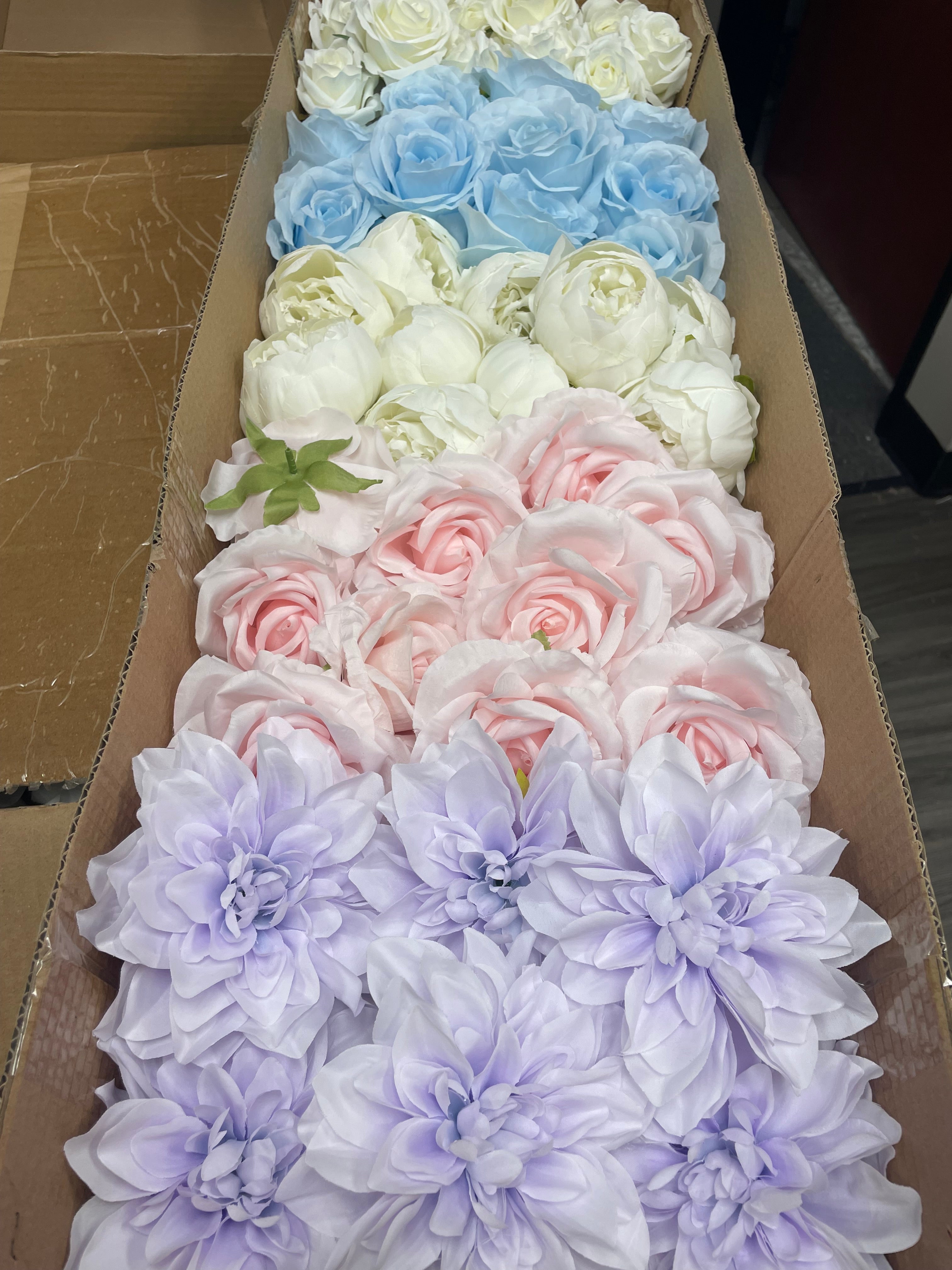 60/70 PCS Artificial Flower Heads(IS3) – Mixed Colors for Wedding & DIY Decor