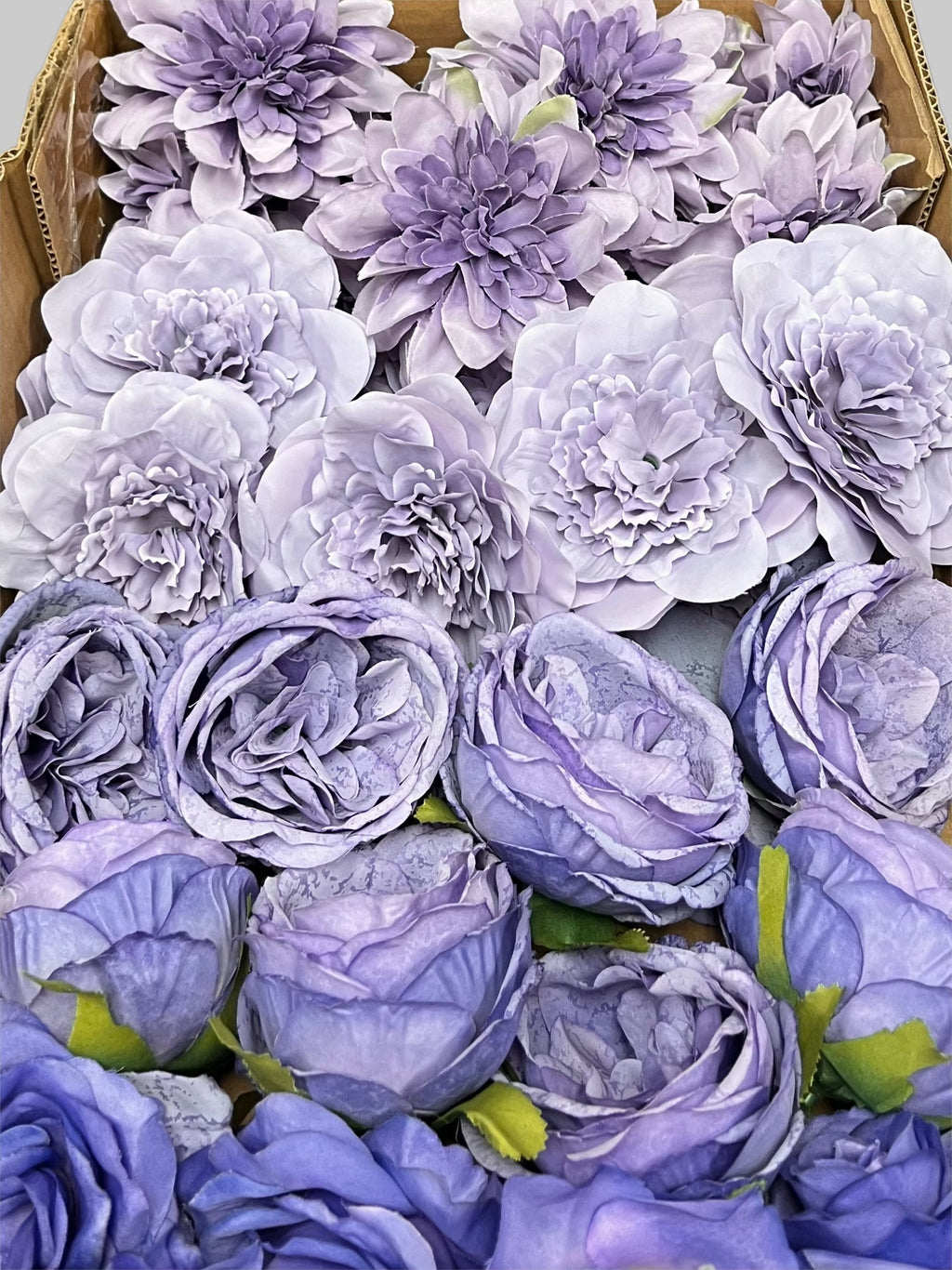 60 PCS All Purple Assorted Artificial Flower Heads C – Roses & Dahlias