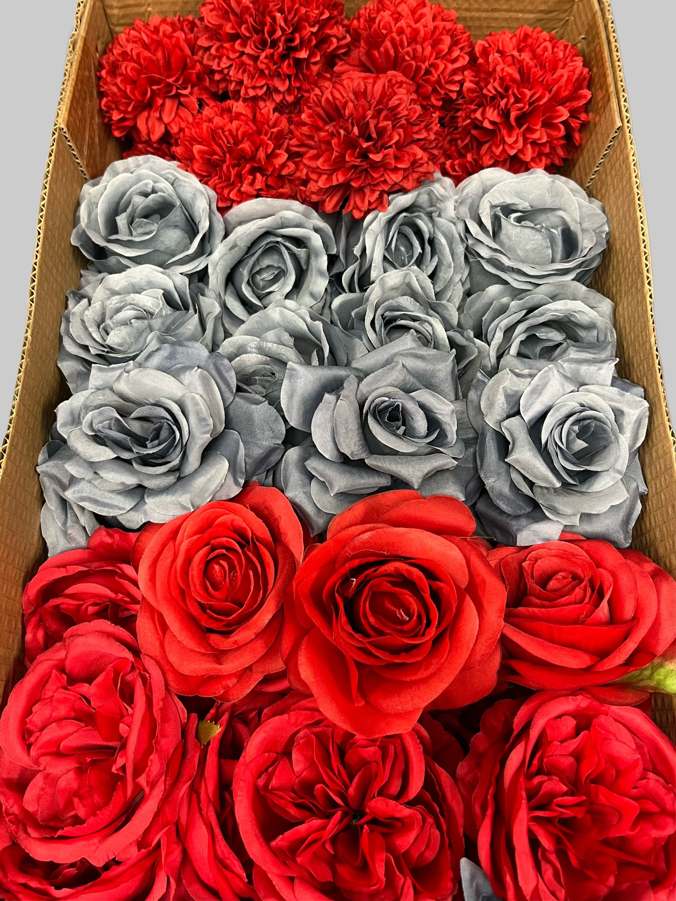 60/70 PCS Artificial Flower Heads (RL1), Mixed Colors for Wedding & DIY Decor