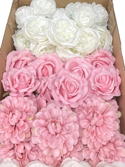 50/60 PCS Artificial Flower Heads (ES2AB), Mixed Colors for  Weddings, DIY Floral Decor & Centerpieces