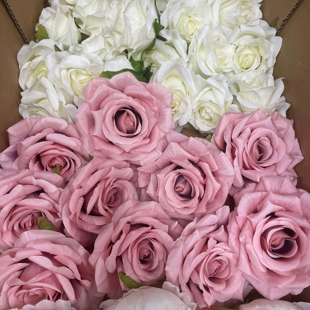 60/70 PCS Artificial Flower Heads(ES2), Mixed Colors for Wedding & DIY Decor