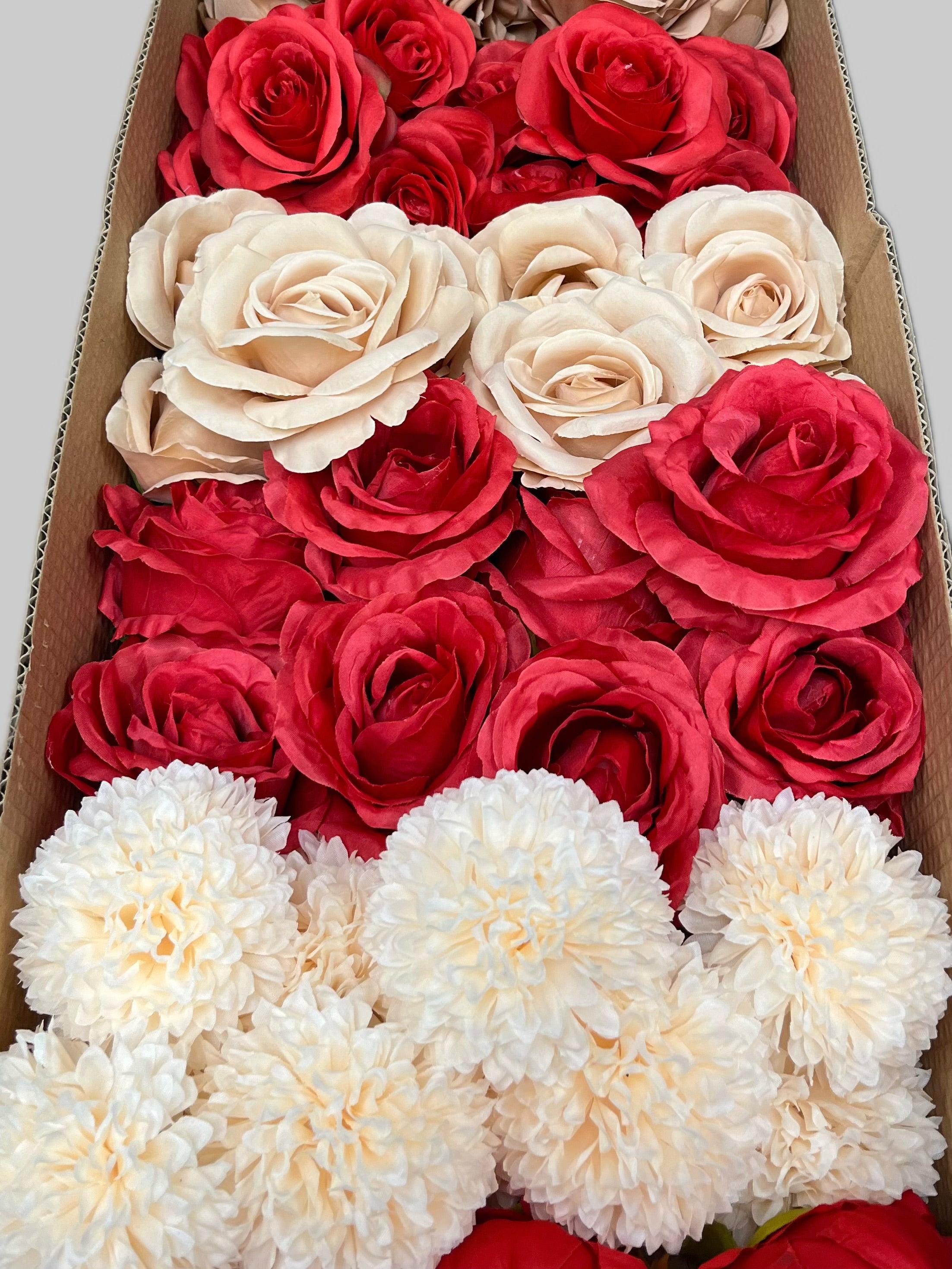 60/70 PCS Artificial Flower Heads (RM1), Mixed Colors for Wedding & DIY Decor