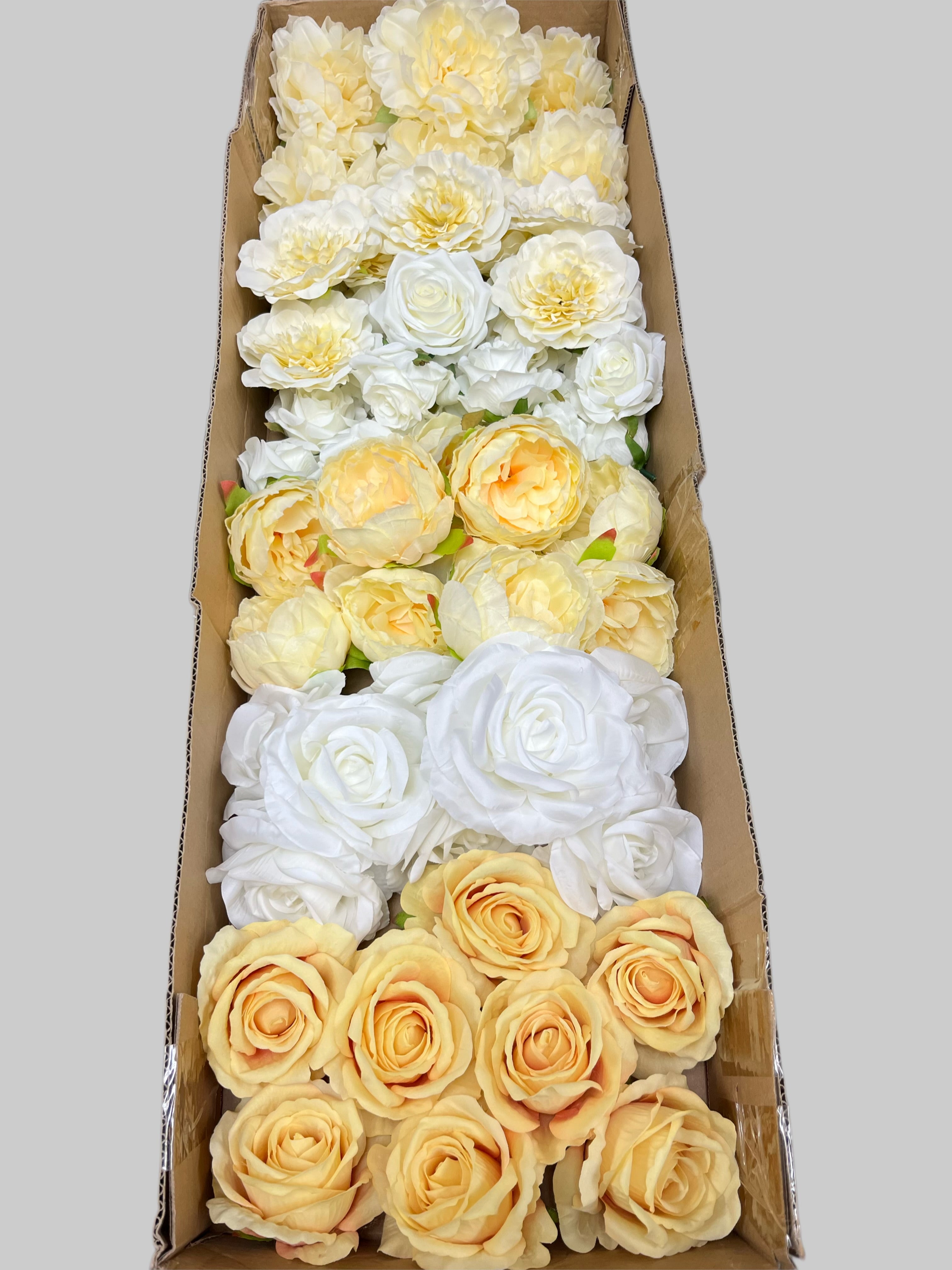 60/70 PCS Artificial Flower Heads (YS3D), Mixed Colors for Wedding & DIY Decor