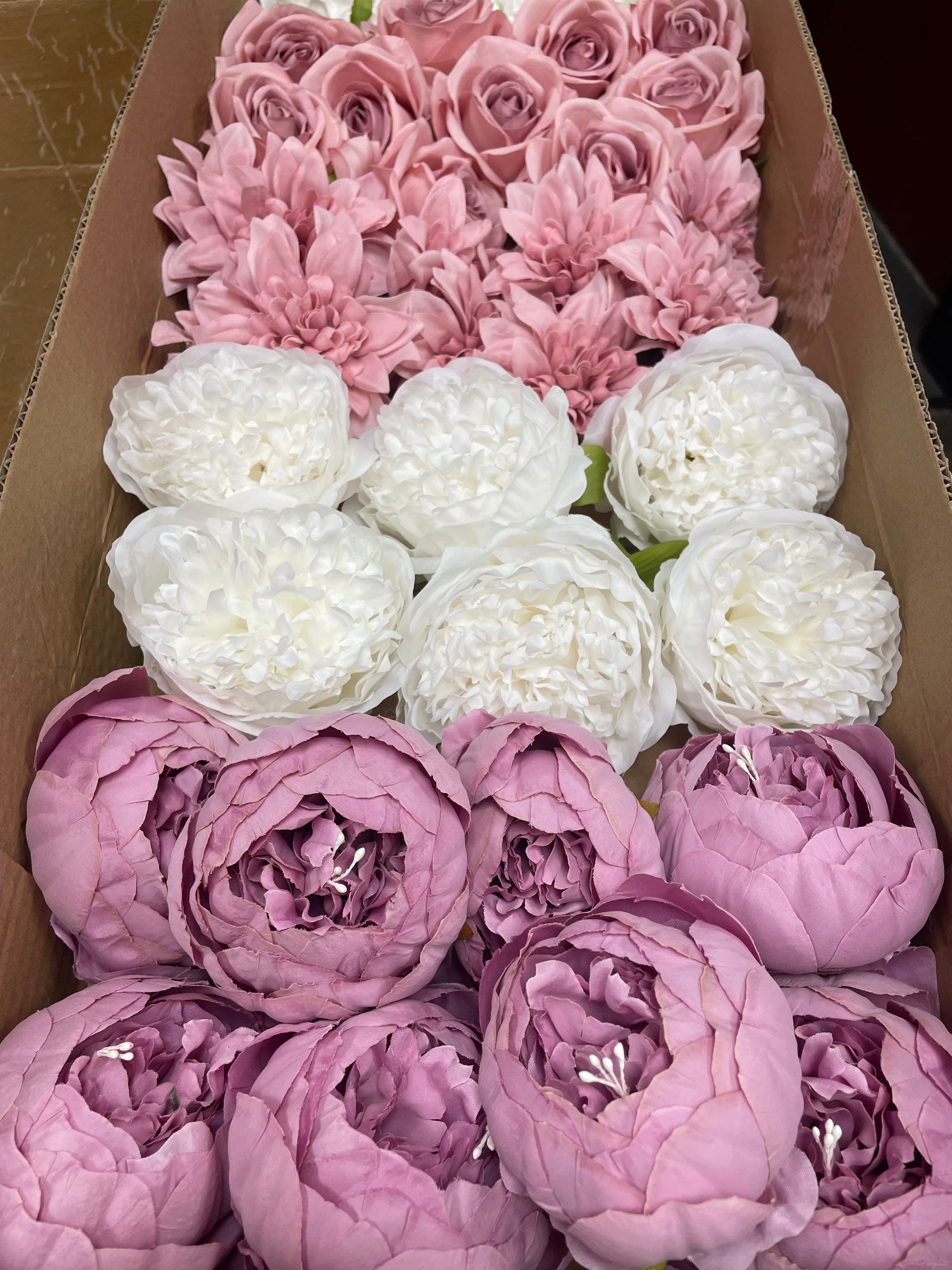 60/70 PCS Artificial Flower Heads(GS3) – Mixed Colors for Wedding & DIY Decor