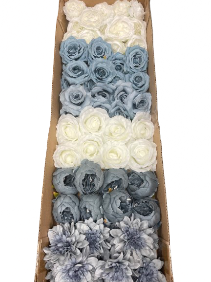 50/60 PCS Artificial Flower Heads (DS1AC), Mixed Colors for Wedding & DIY Decor