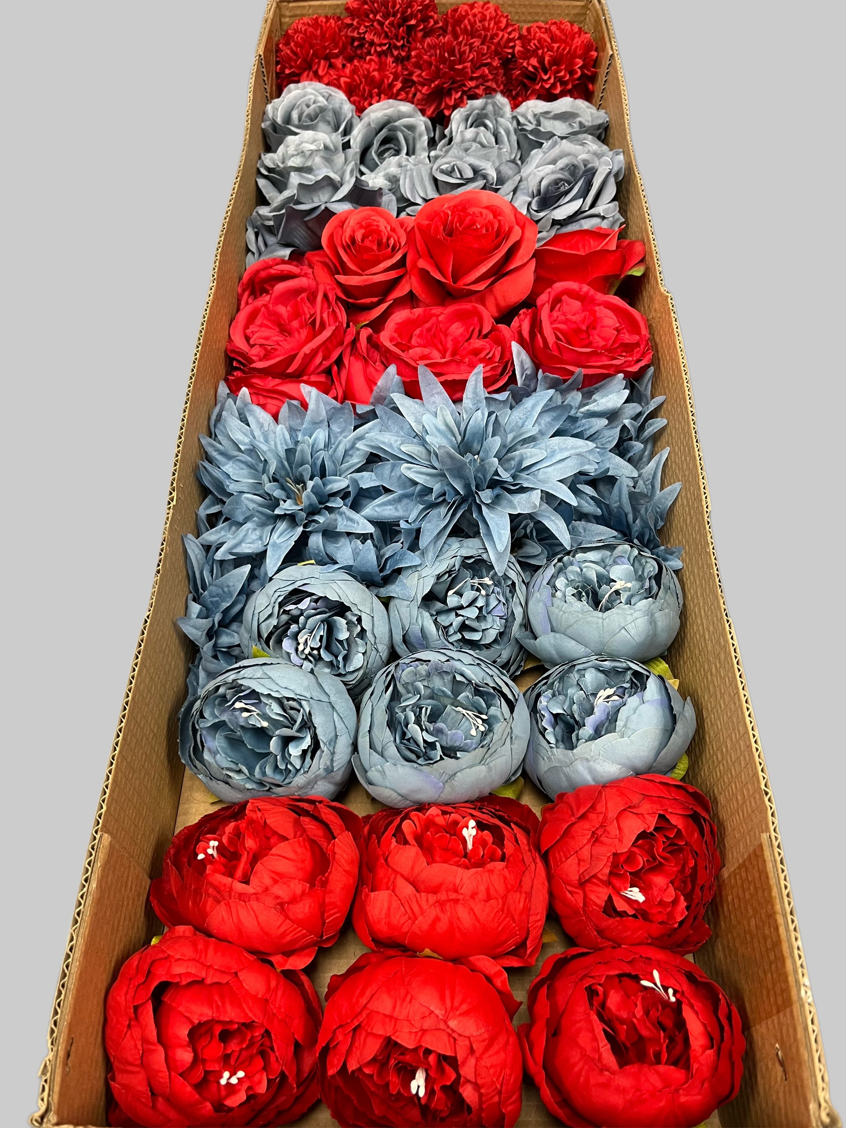 60/70 PCS Artificial Flower Heads (RL1), Mixed Colors for Wedding & DIY Decor