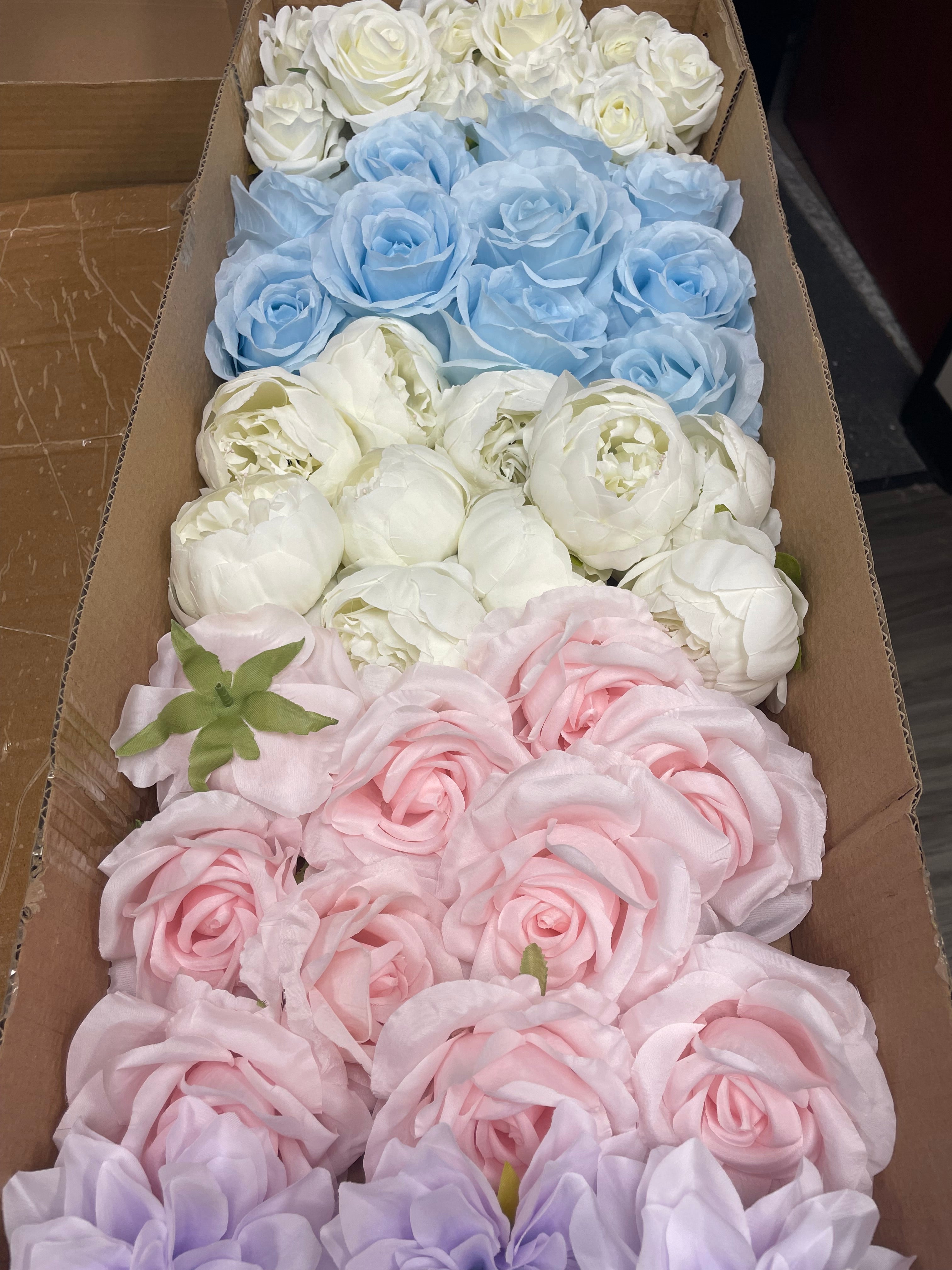 60/70 PCS Artificial Flower Heads(IS3) – Mixed Colors for Wedding & DIY Decor