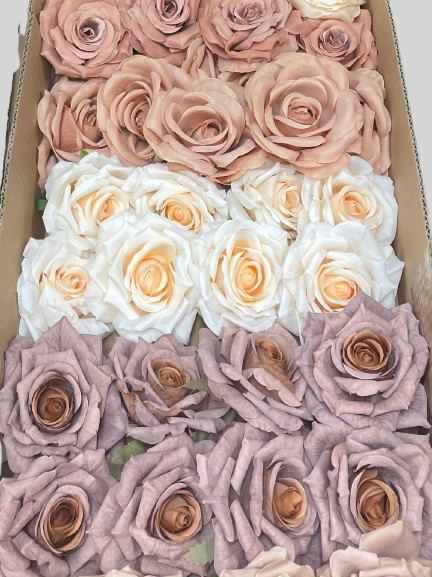 50/60 PCS Artificial Flower Heads (OS1AB), Mixed Colors for Wedding & DIY Decor