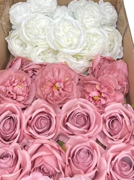 50/60 PCS Artificial Flower Heads (ES4), Mixed Colors for  Weddings, DIY Floral Decor & Centerpieces