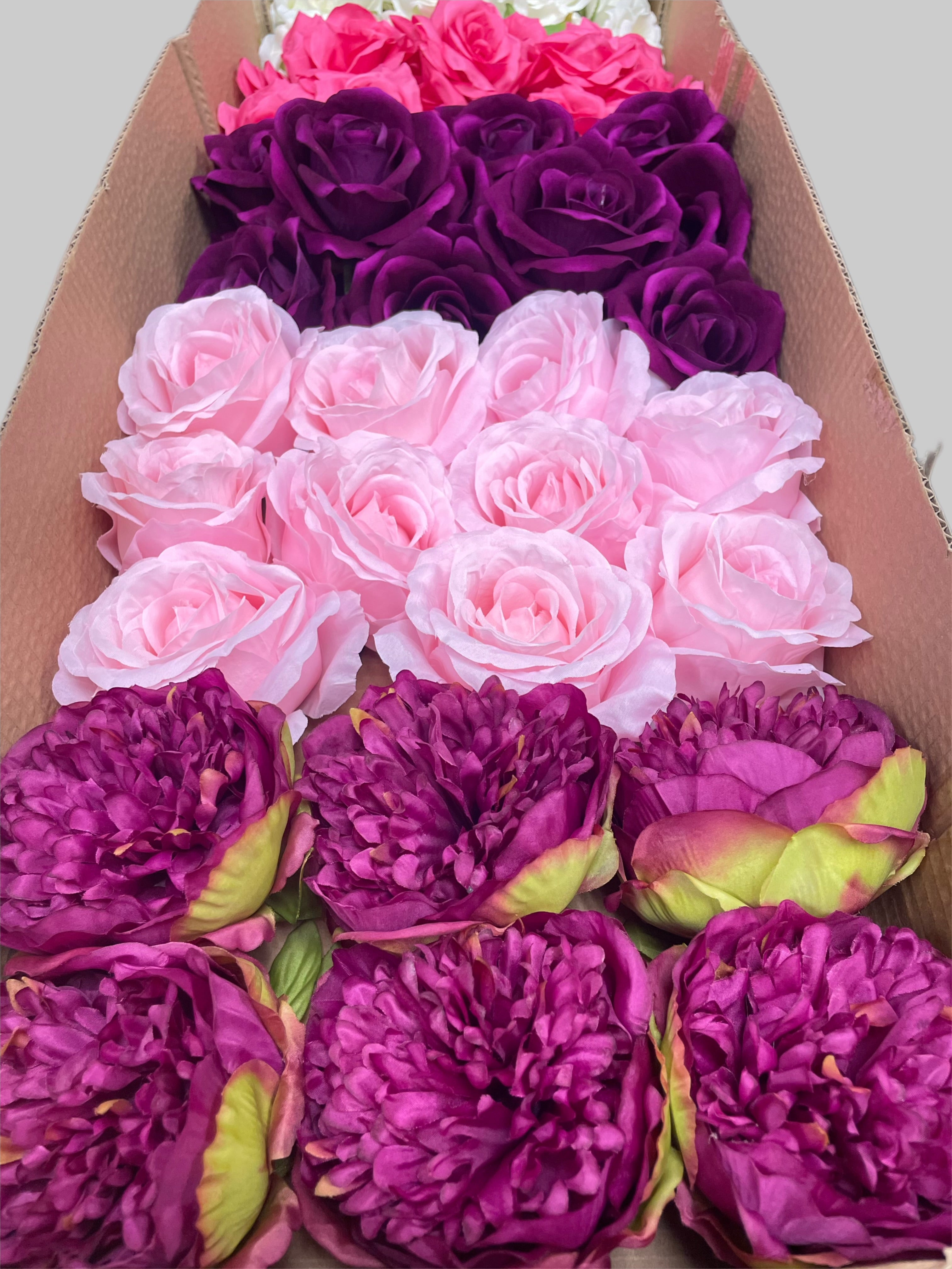 60/70 PCS Artificial Flower Heads (AS7), Mixed Colors for Wedding & DIY Decor