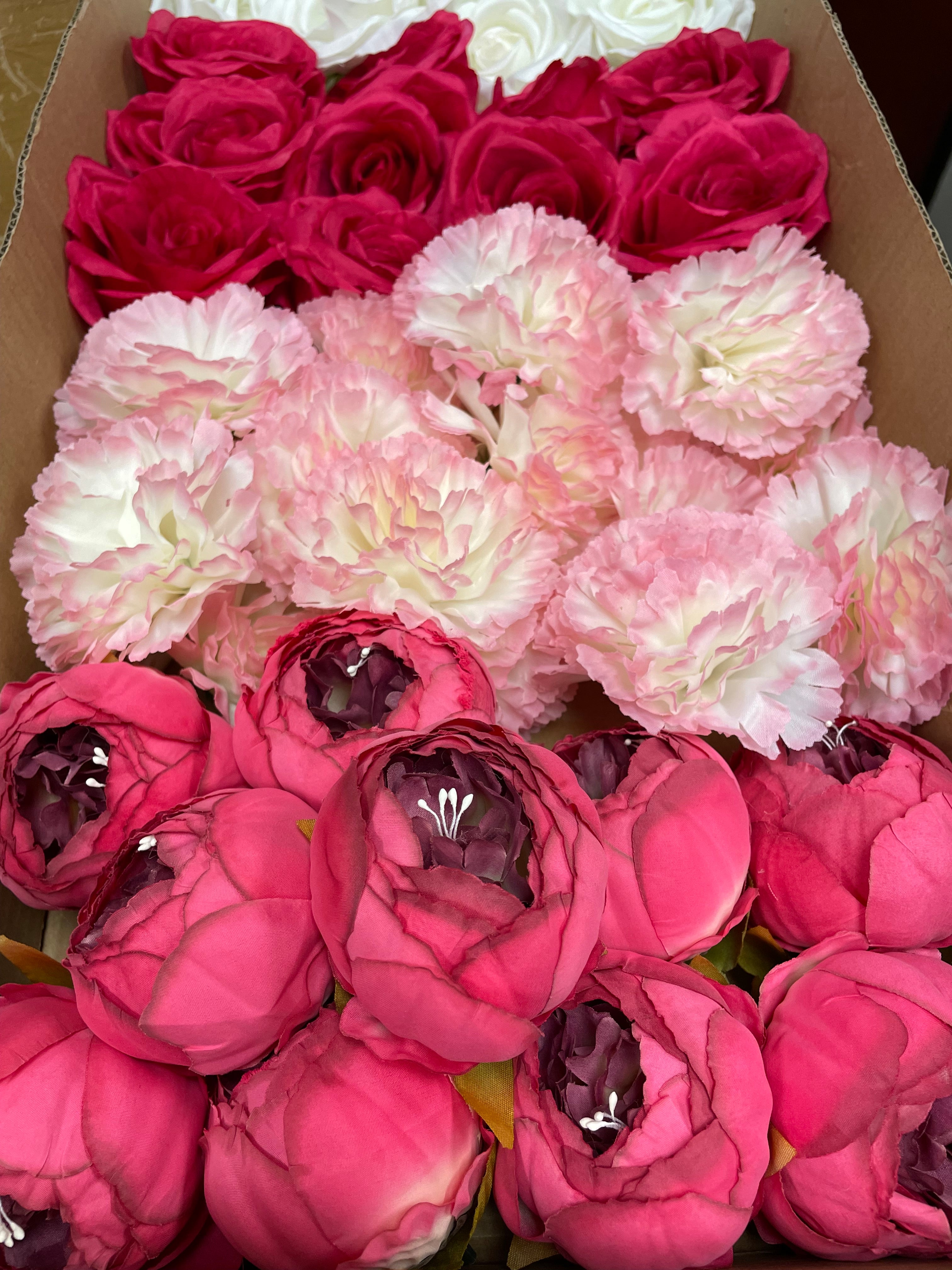60/70 PCS Artificial Flower Heads (AS4), Mixed Colors for Wedding & DIY Decor