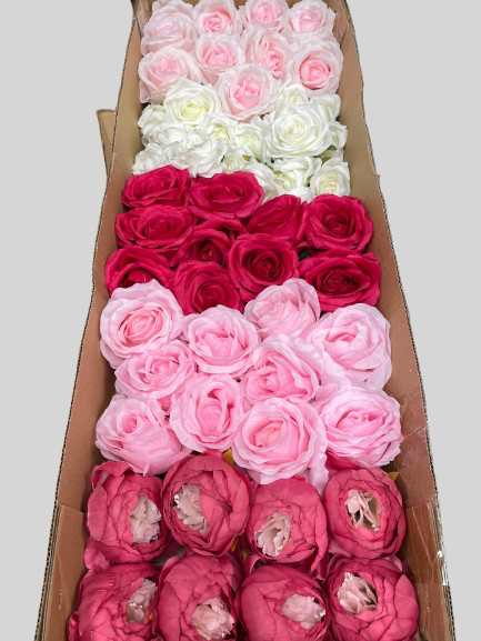 50/60 PCS Artificial Flower Heads (AS1BC), Mixed Colors for Wedding & DIY Decor