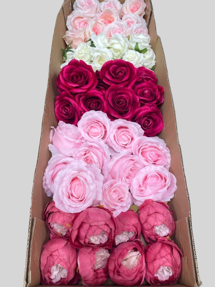 50/60 PCS Artificial Flower Heads (AS1BC2), Mixed Colors for Wedding & DIY Decor