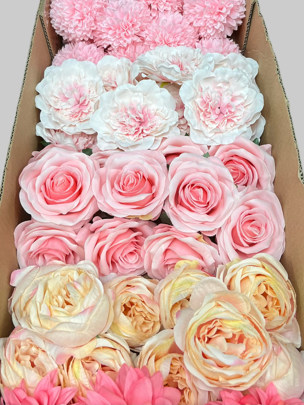 60 PCS All Pink Assorted Artificial Flower Heads (AP4), Peonies, Rose, Dahlia & Ping Pong Mums