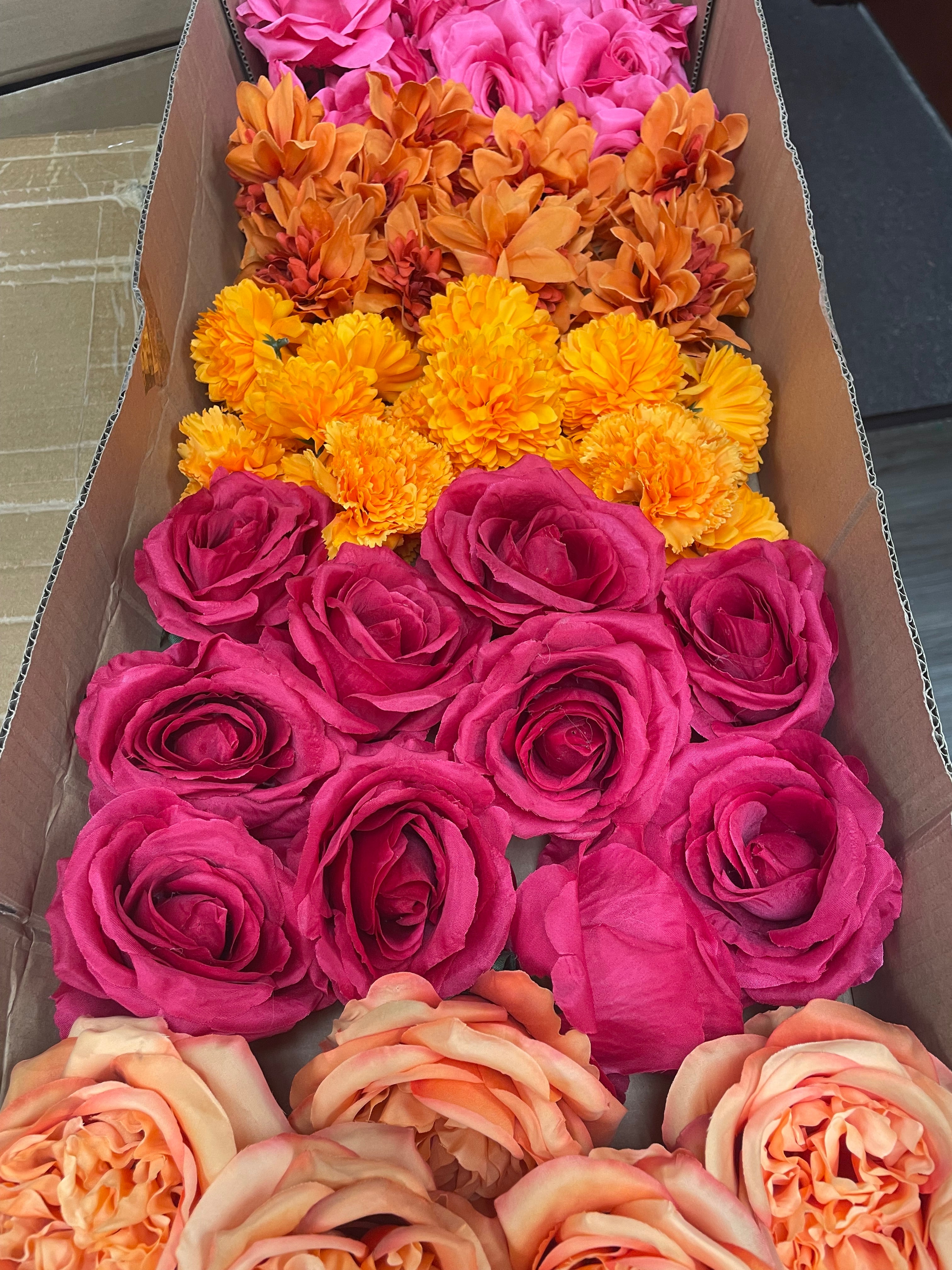 60/70 PCS Artificial Flower Heads, Mixed Colors for Wedding & DIY Decor (JS4)