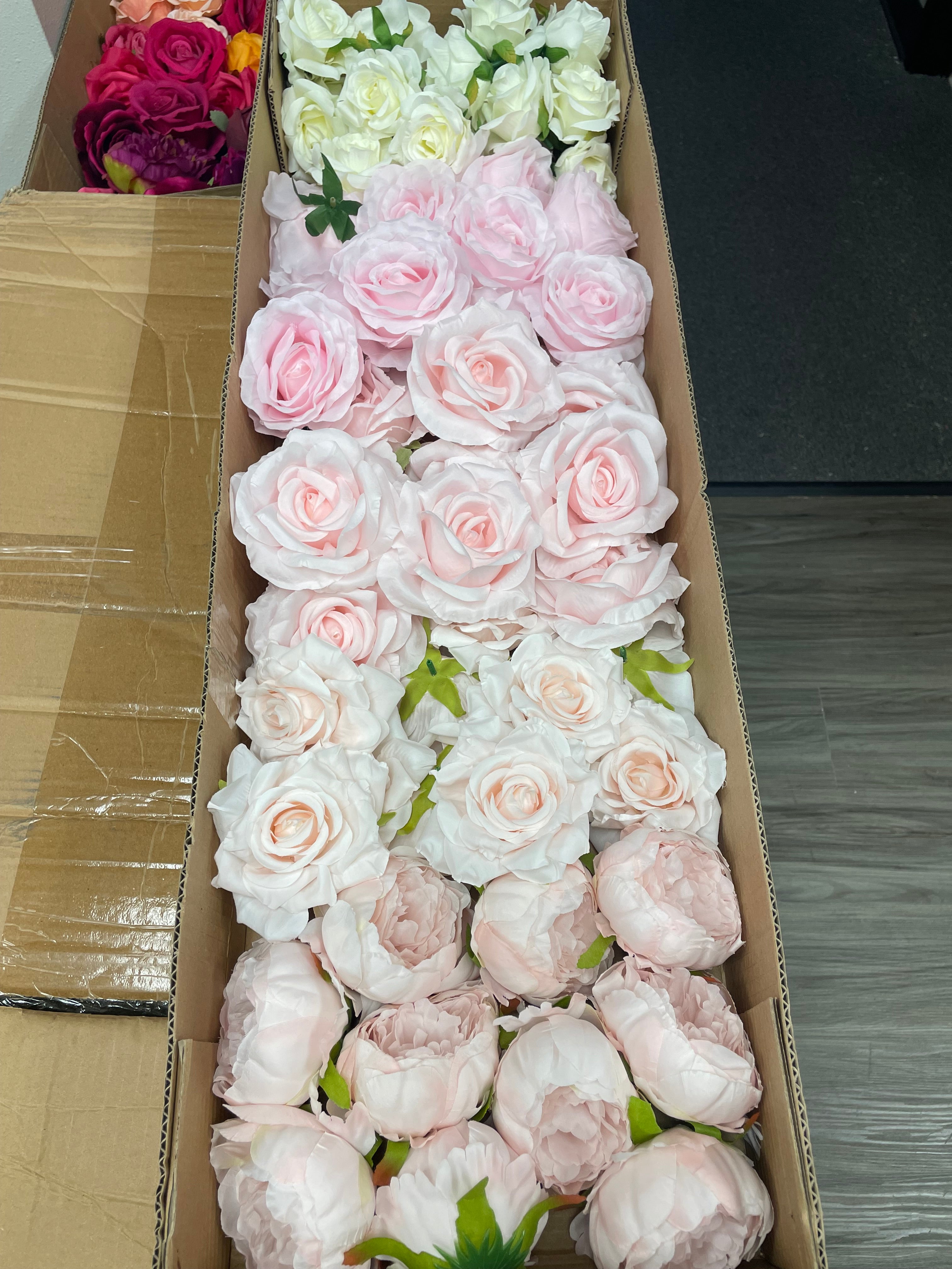 60/70 PCS Artificial Flower Heads (HS4), Mixed Colors for Wedding & DIY Decor