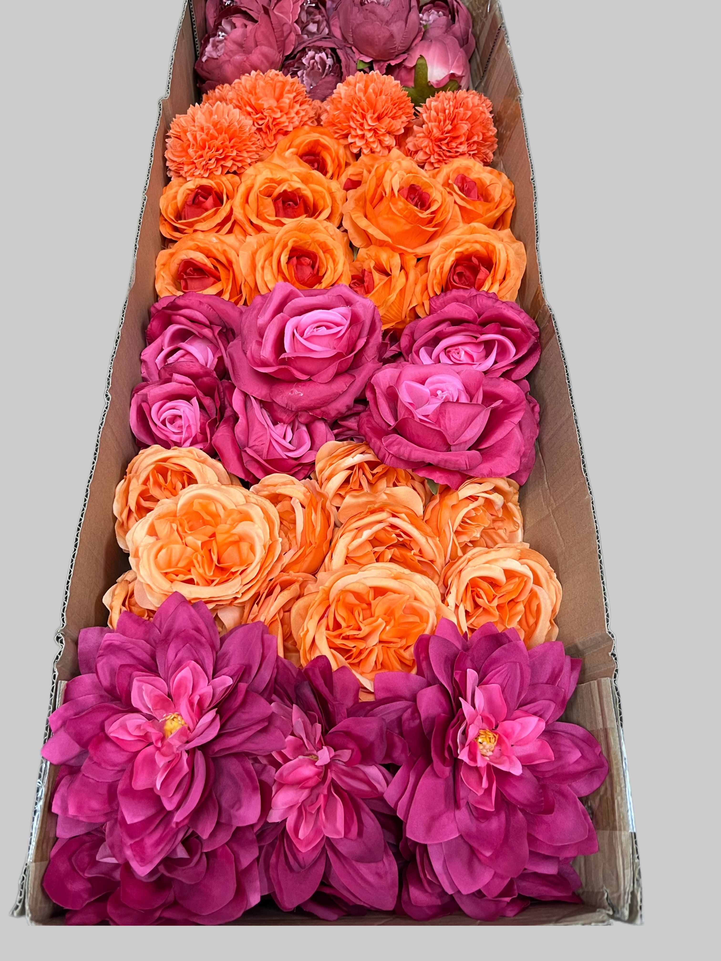 60/70 PCS Artificial Flower Heads (JS6), Mixed Colors for Wedding & DIY Decor