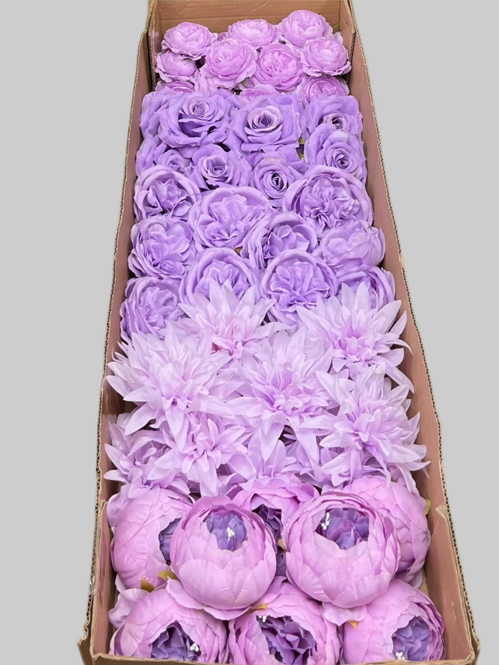 60 PCS All Purple Assorted Artificial Flower Heads A – Roses, Peonies, Flame Chrysanthemum & Ranunculus