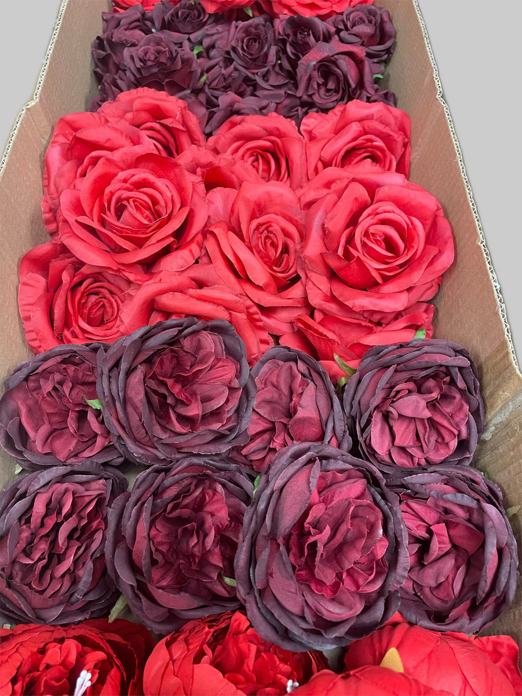 50/60 PCS Artificial Flower Heads (RB1), Mixed Colors for Wedding & DIY Decor