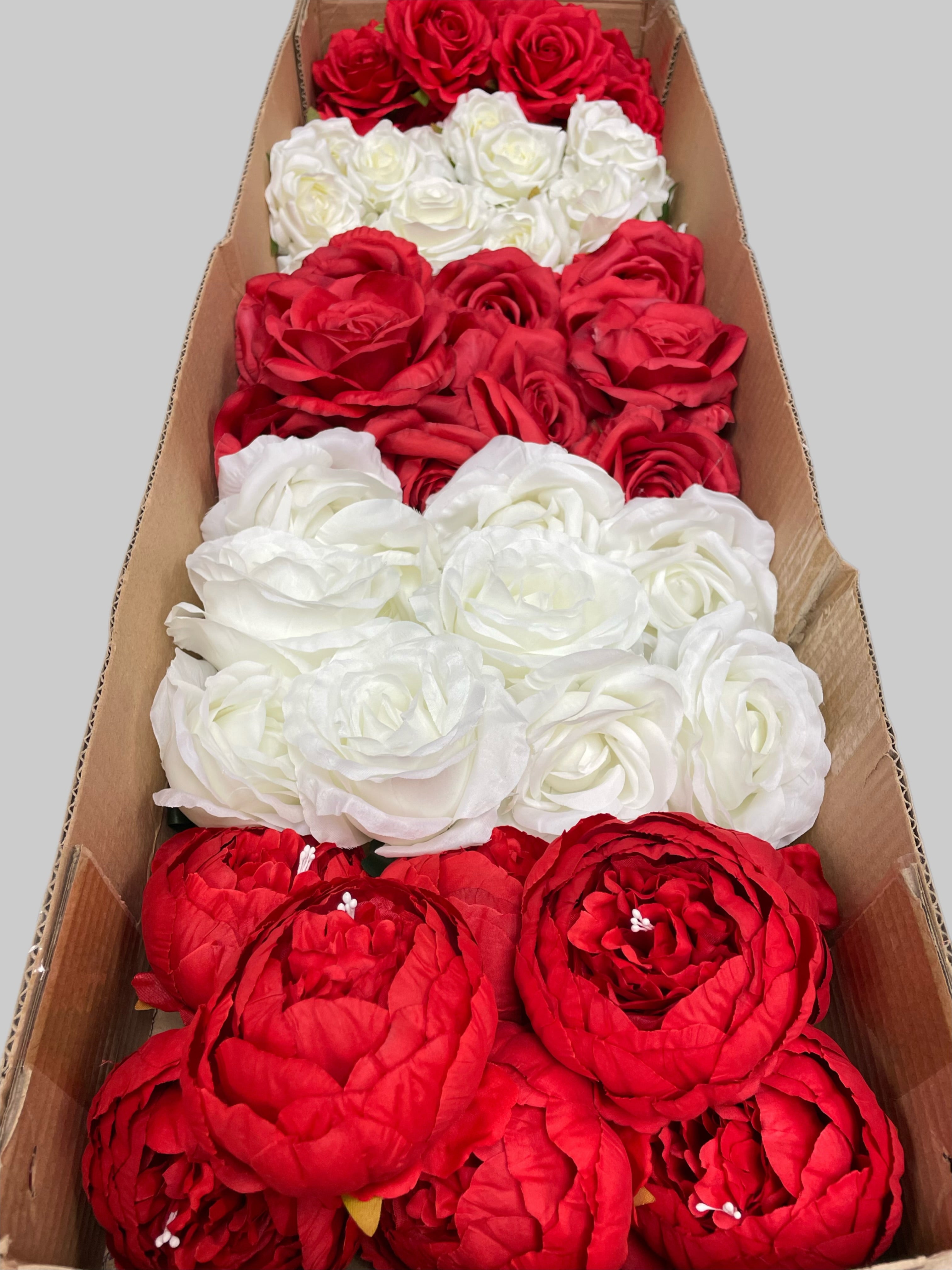 60/70 PCS Artificial Flower Heads (RS1), Mixed Colors for Wedding & DIY Decor