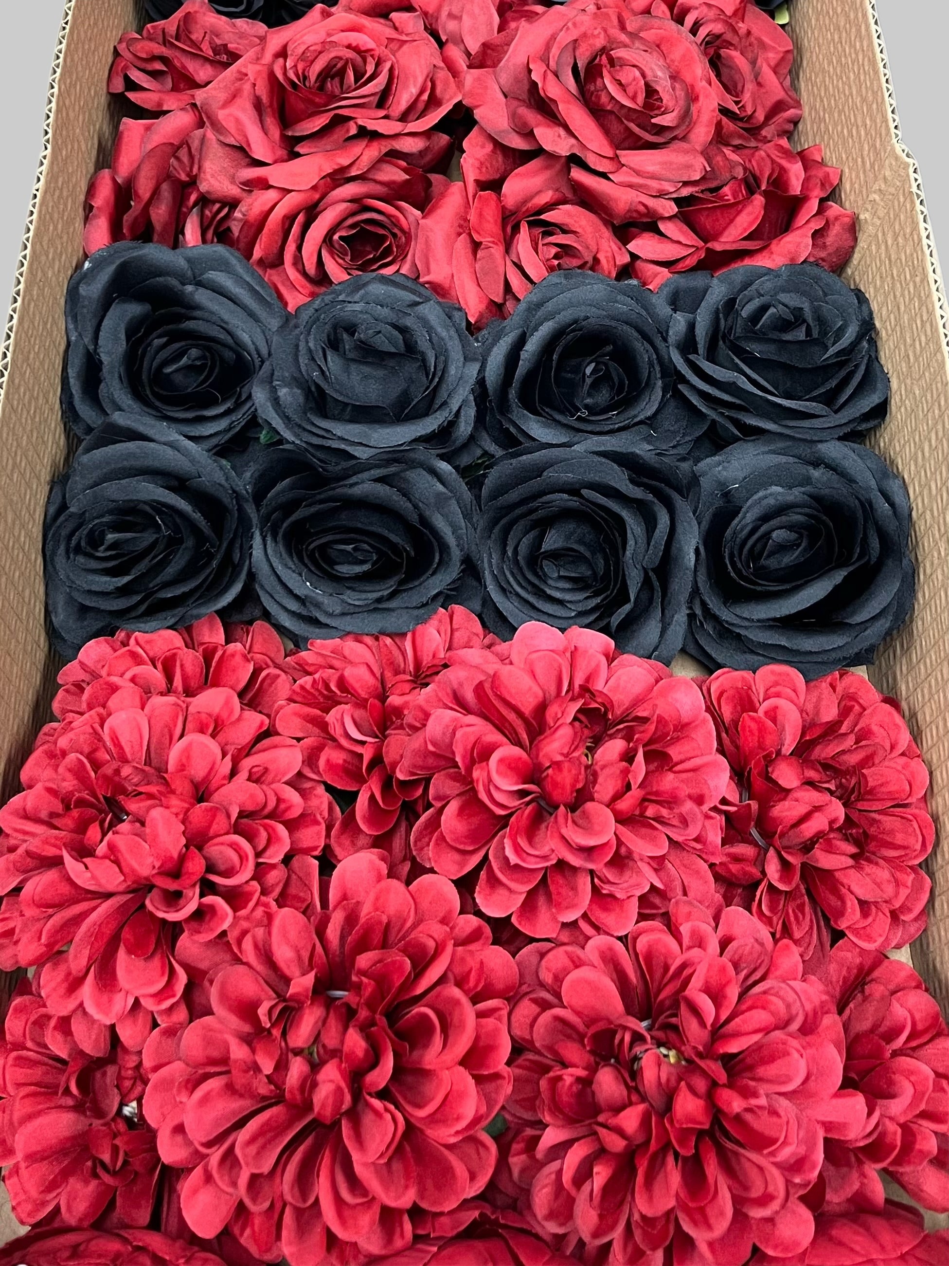 50/60 PCS Artificial Flower Heads (RH1), Mixed Colors for Wedding & DIY Decor
