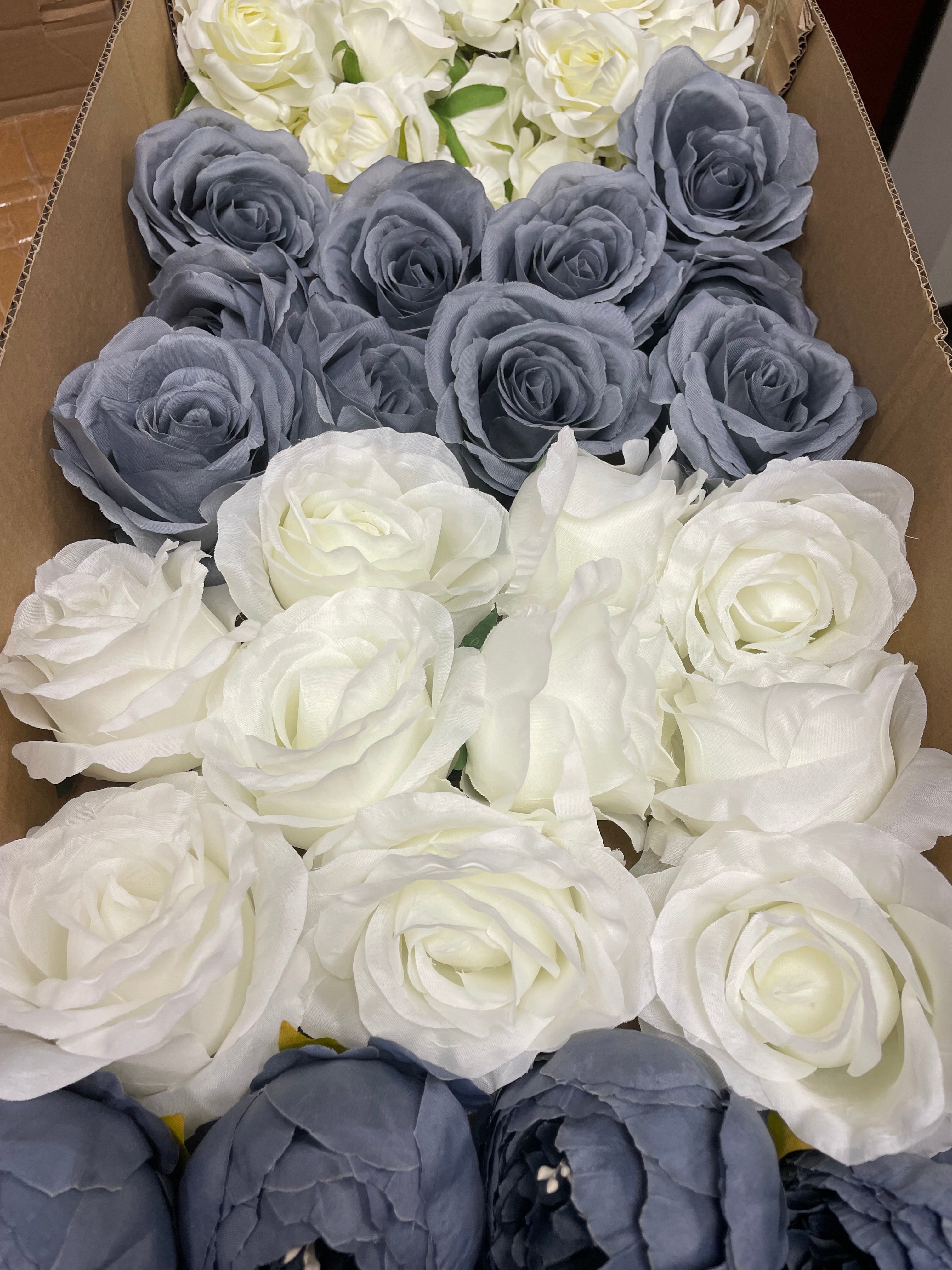 60/70 PCS Artificial Flower Heads(DS3), Mixed Colors for Wedding & DIY Decor