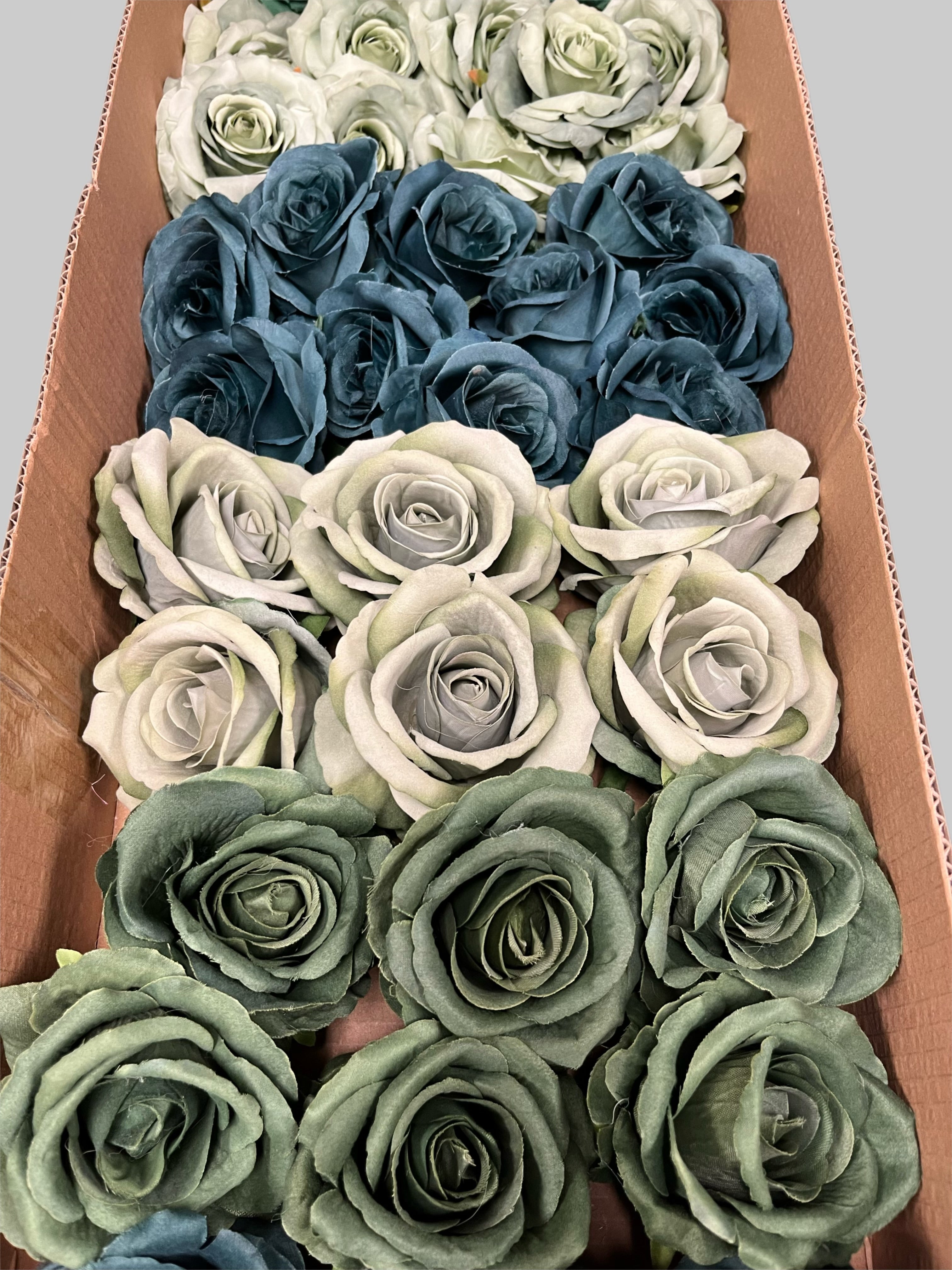 60 PCS All Green Assorted Artificial Flower Heads A – Roses