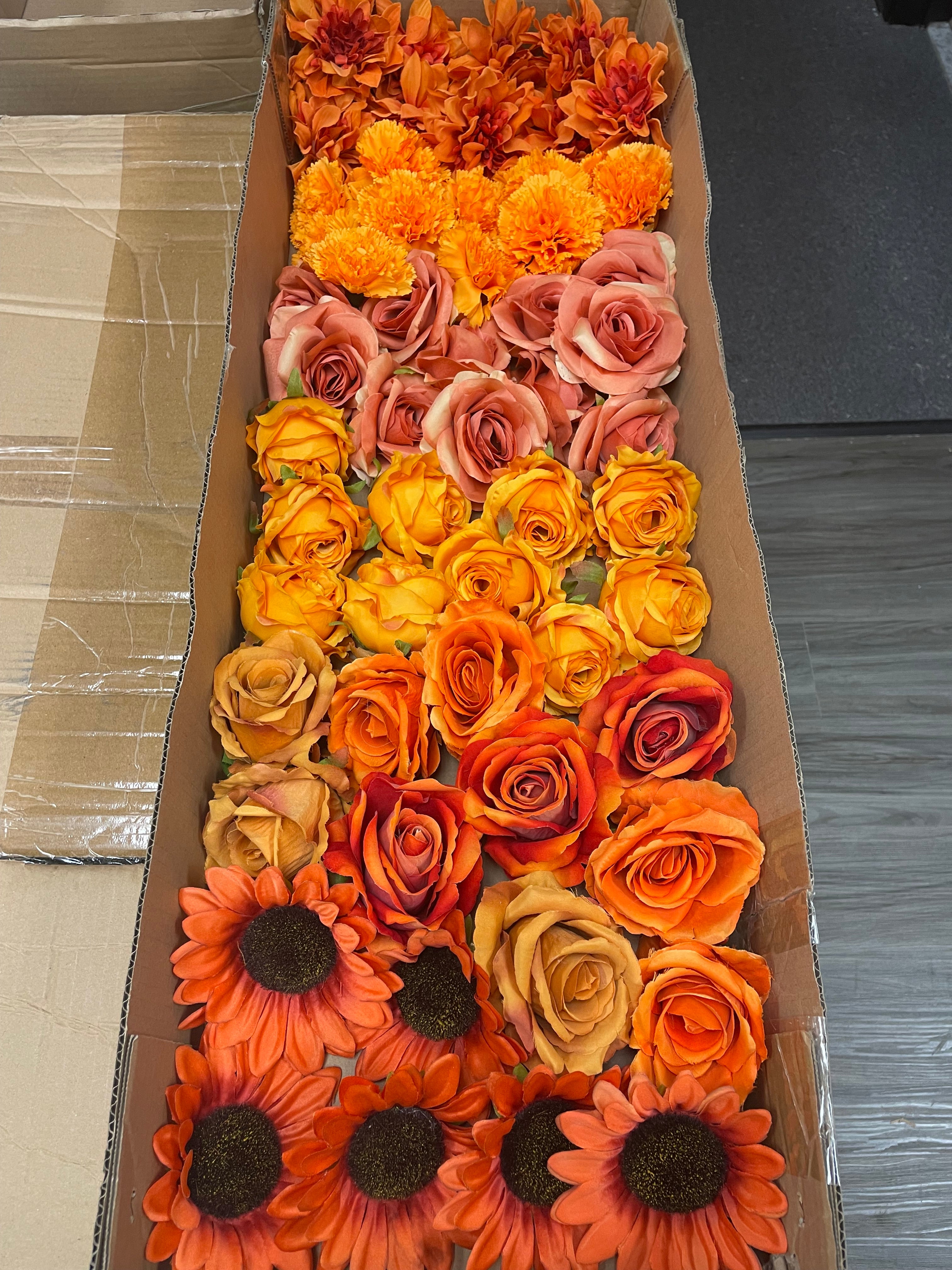 Artificial Flower Head Without Stems (FS3) Orange