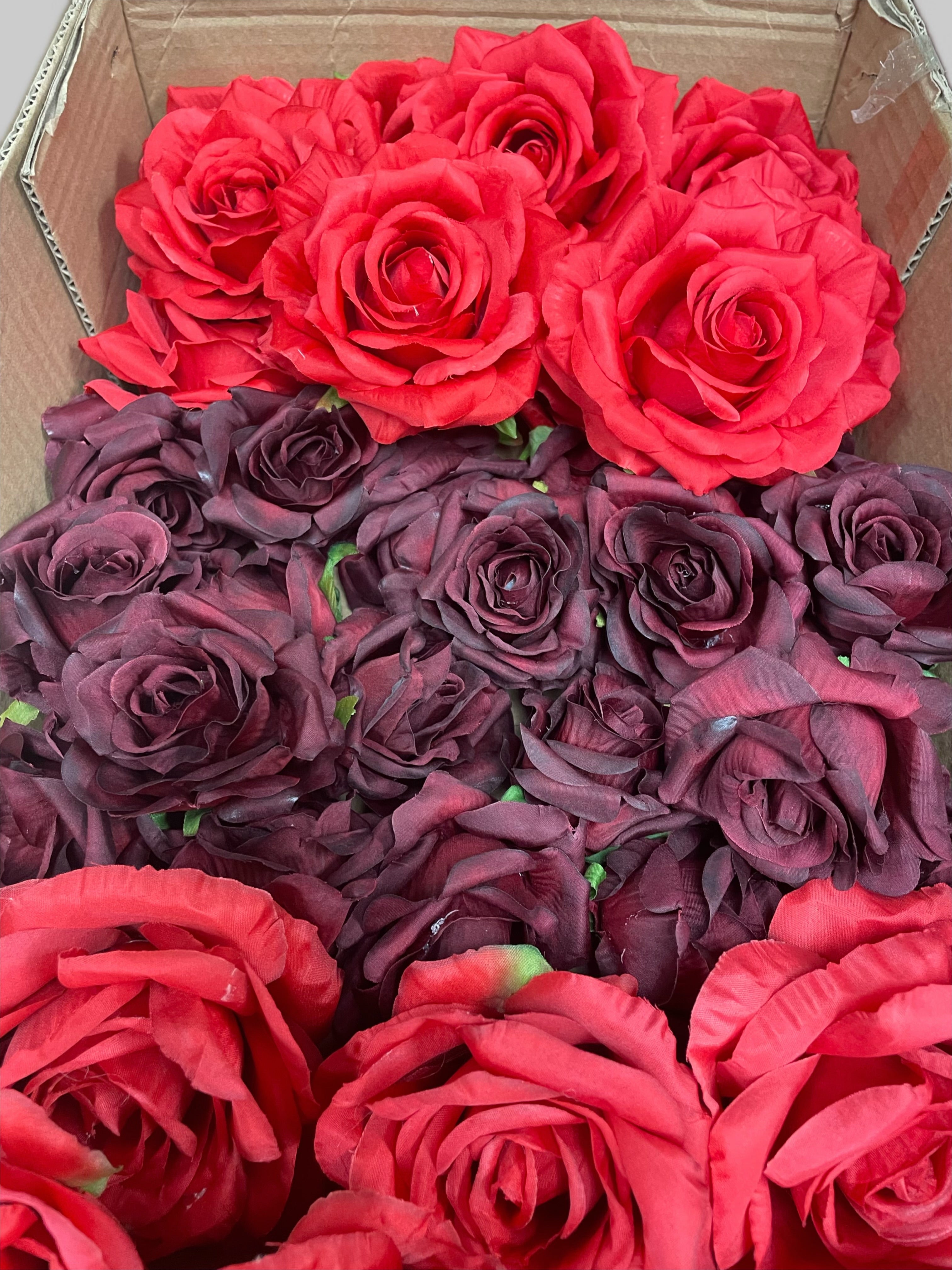 50/60 PCS Artificial Flower Heads (RB1), Mixed Colors for Wedding & DIY Decor