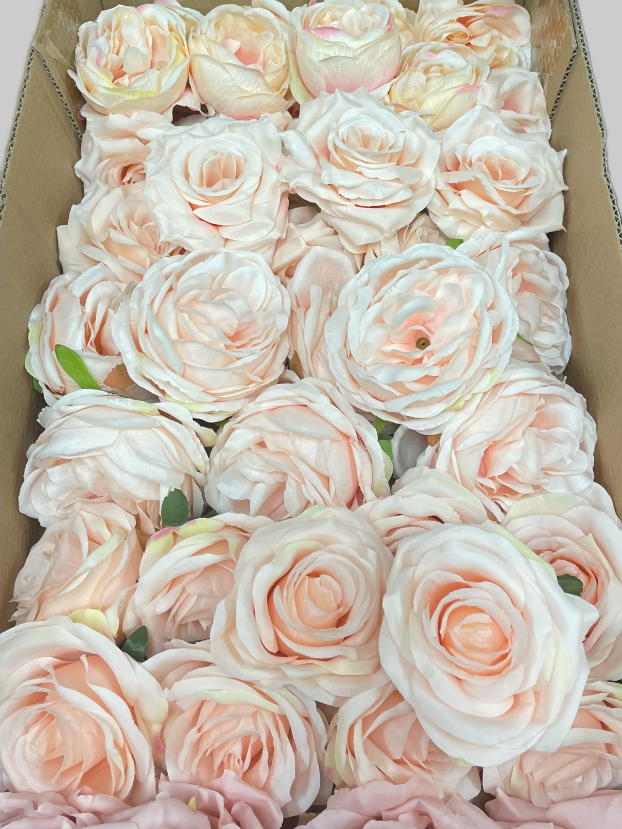 50/60 PCS All Nude Pink & Nude Beige Assorted Artificial Flower Heads (AM1), Peonies & Rose