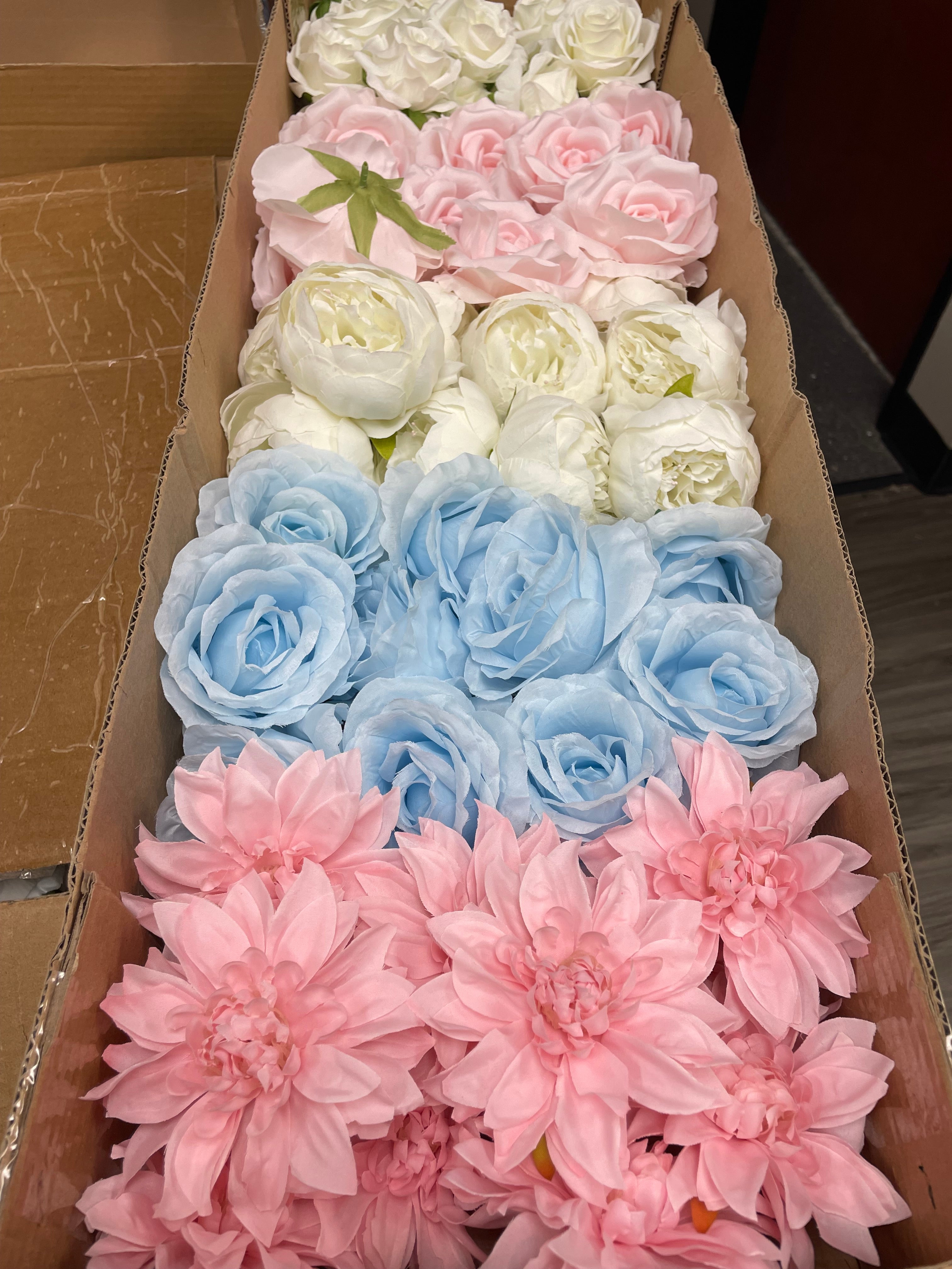 60/70 PCS Artificial Flower Heads(BS3) – Mixed Colors for Wedding & DIY Decor