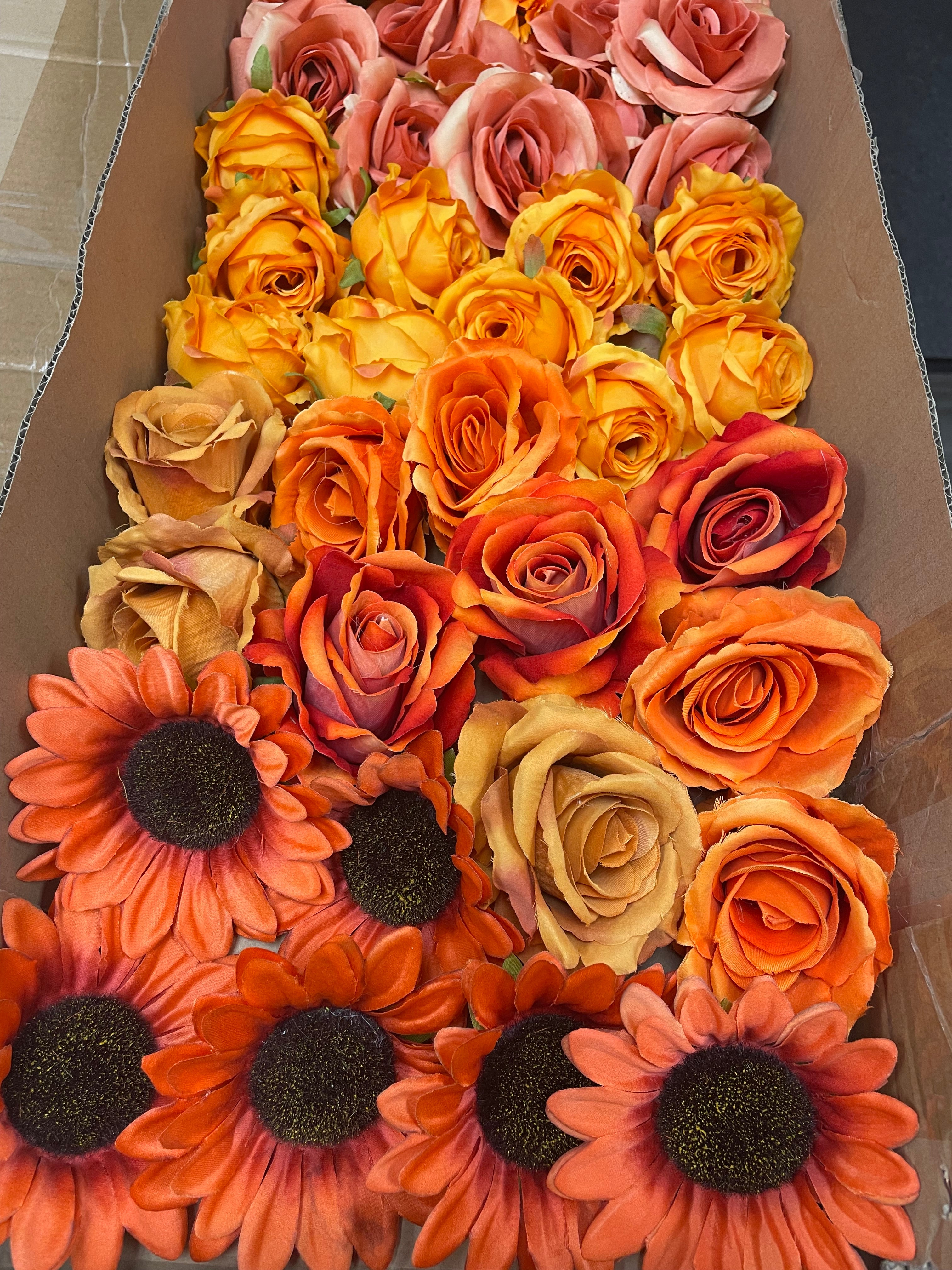 Artificial Flower Head Without Stems (FS3) Orange