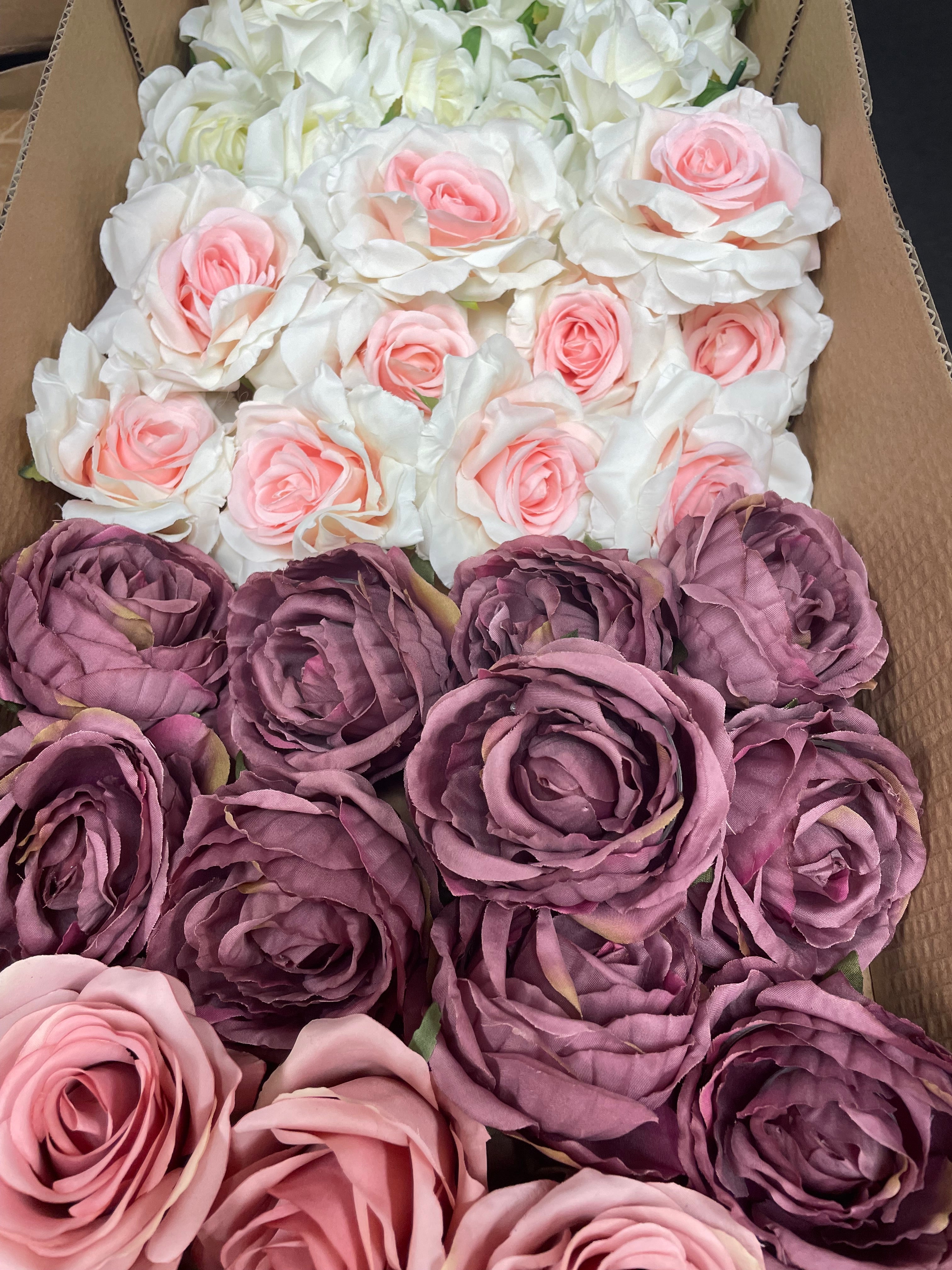 60/70 PCS Artificial Flower Heads(ES1)– Mixed Colors for Wedding & DIY Decor