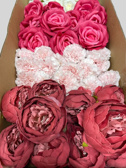 50/60 PCS Artificial Flower Heads (AS1AC), Mixed Colors for Wedding & DIY Decor