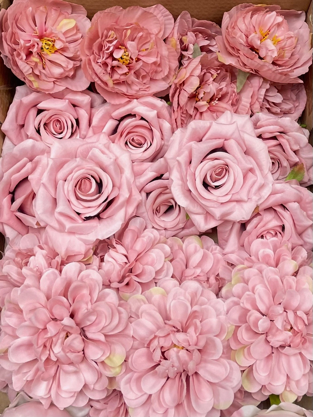 50/60 PCS All Dusty Blush Pink Assorted Artificial Flower Heads (AD3), Peonies, Roses & Dahlias