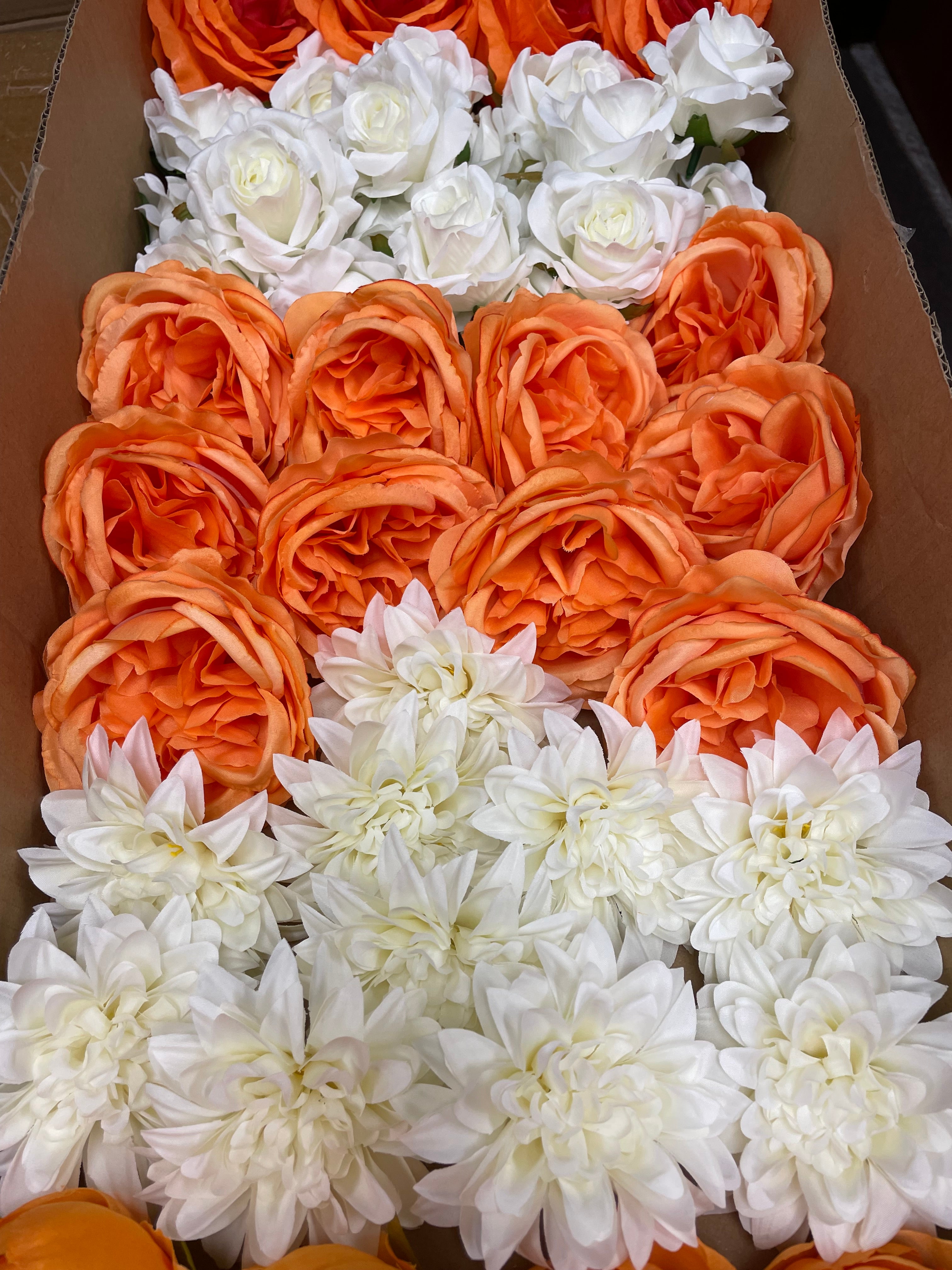 60/70 PCS Artificial Flower Heads(FS4) – Mixed Colors for Wedding & DIY Decor