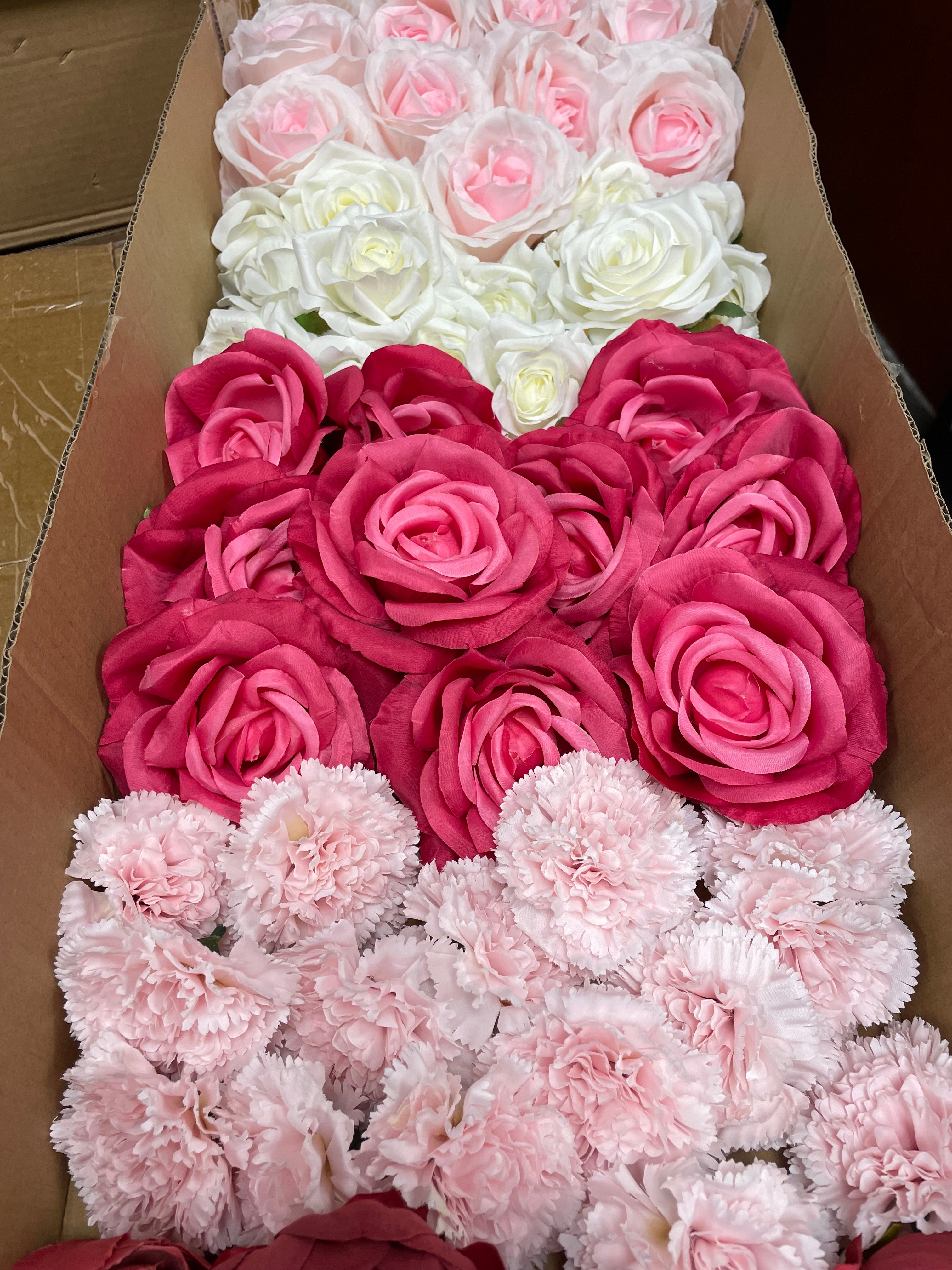 60/70 PCS Artificial Flower Heads (AS2), Mixed Colors for Wedding & DIY Decor