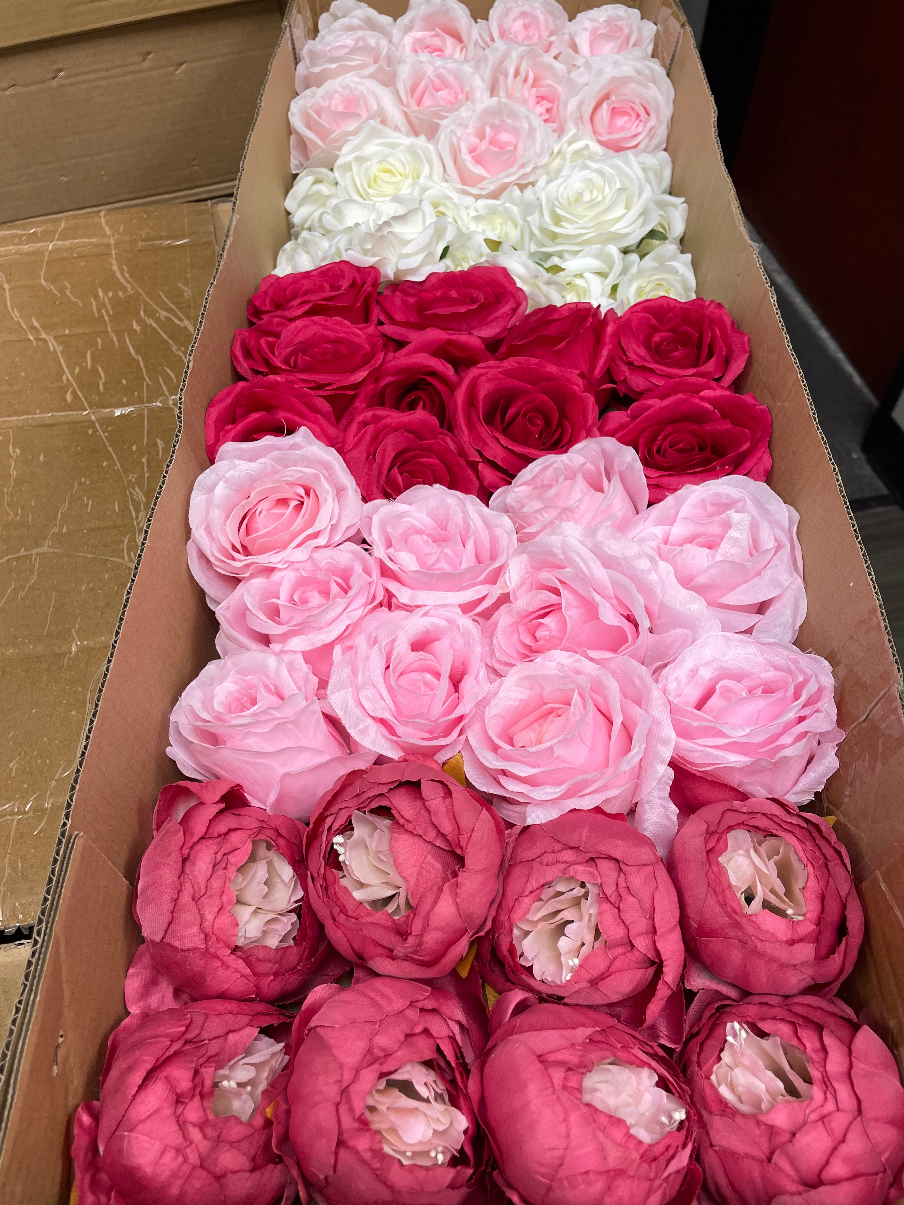 60/70 PCS Artificial Flower Heads (AS1BC), Mixed Colors for Wedding & DIY Decor