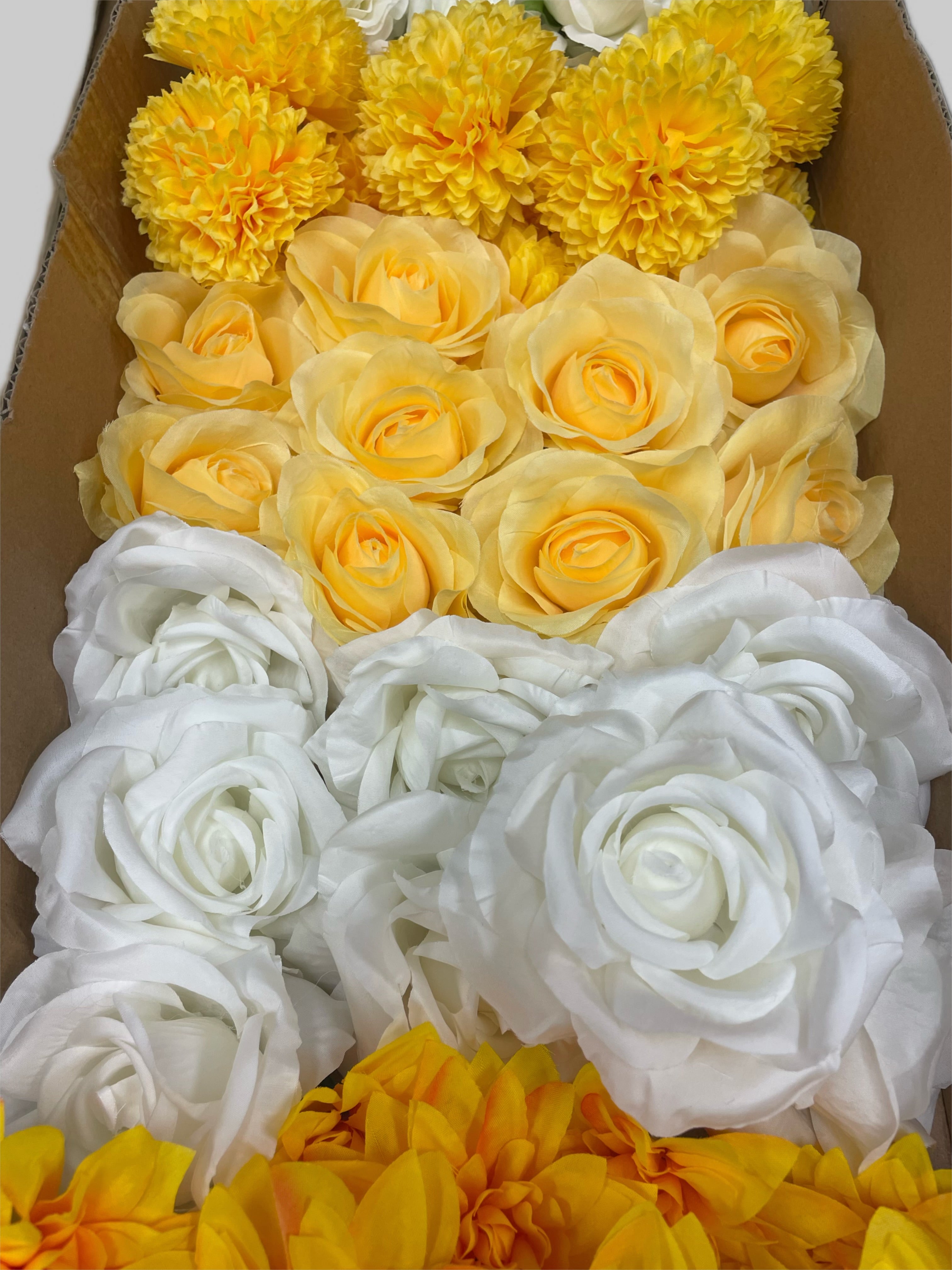 60/70 PCS Artificial Flower Heads (YS1ADE), Mixed Colors for Wedding & DIY Decor