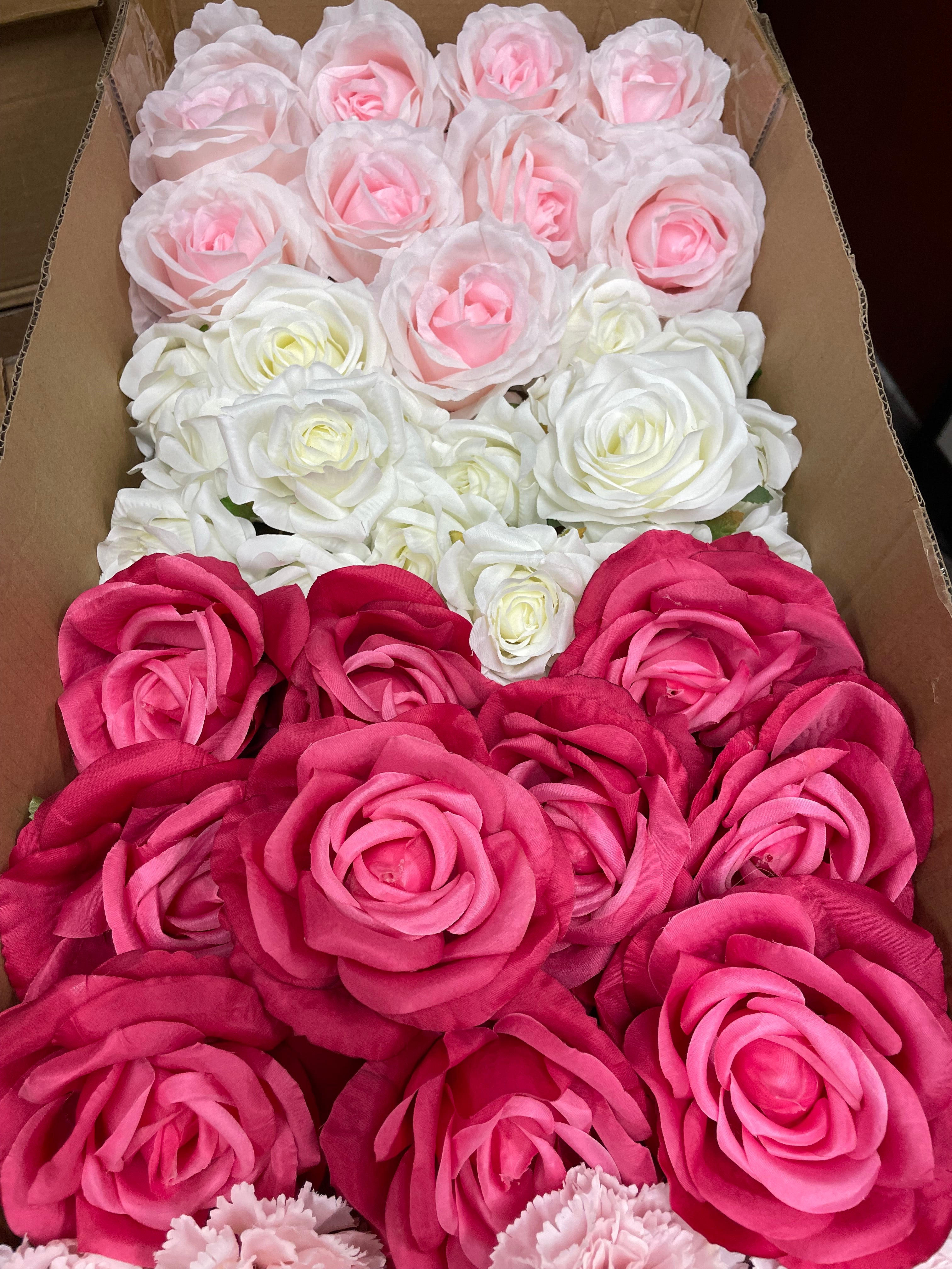 60/70 PCS Artificial Flower Heads (AS2), Mixed Colors for Wedding & DIY Decor