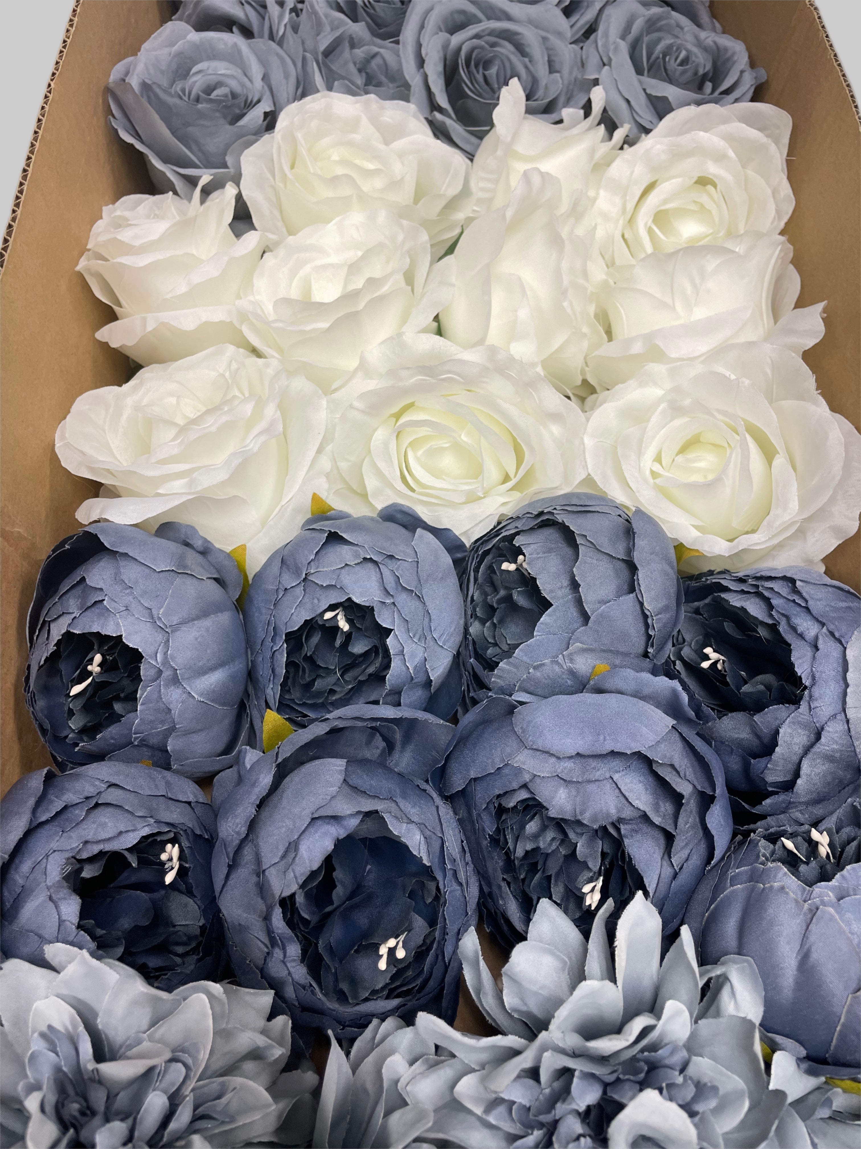 60/70 PCS Artificial Flower Heads(DS3), Mixed Colors for Wedding & DIY Decor