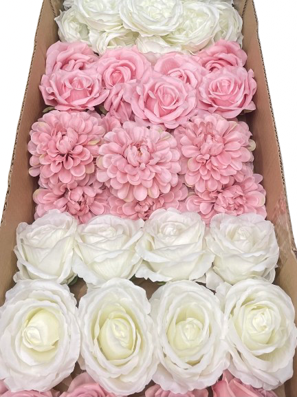 50/60 PCS Artificial Flower Heads (ES2AB), Mixed Colors for  Weddings, DIY Floral Decor & Centerpieces