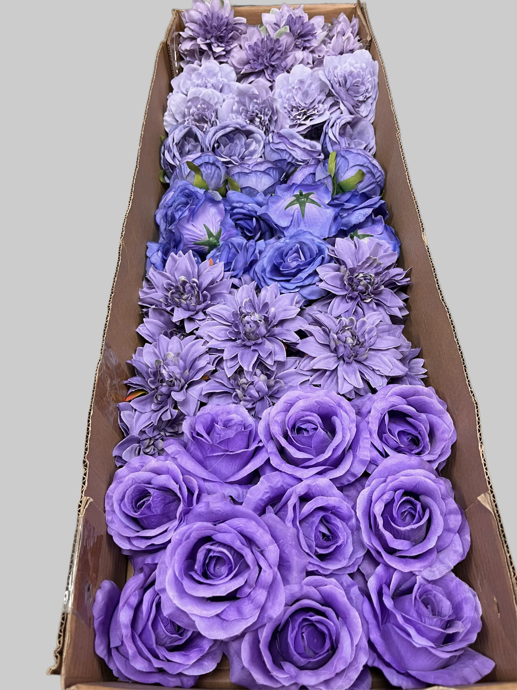 60 PCS All Purple Assorted Artificial Flower Heads C – Roses & Dahlias