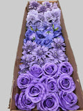 60 PCS All Purple Assorted Artificial Flower Heads C – Roses & Dahlias