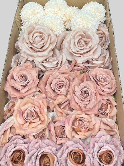 50/60 PCS Artificial Flower Heads (OS3), Mixed Colors for Wedding & DIY Decor