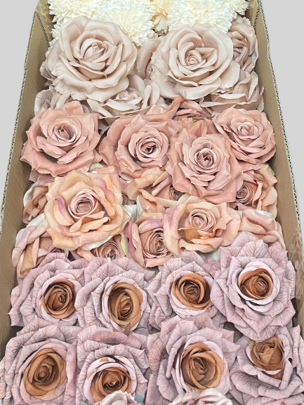 50/60 PCS Artificial Flower Heads (OS3), Mixed Colors for Wedding & DIY Decor