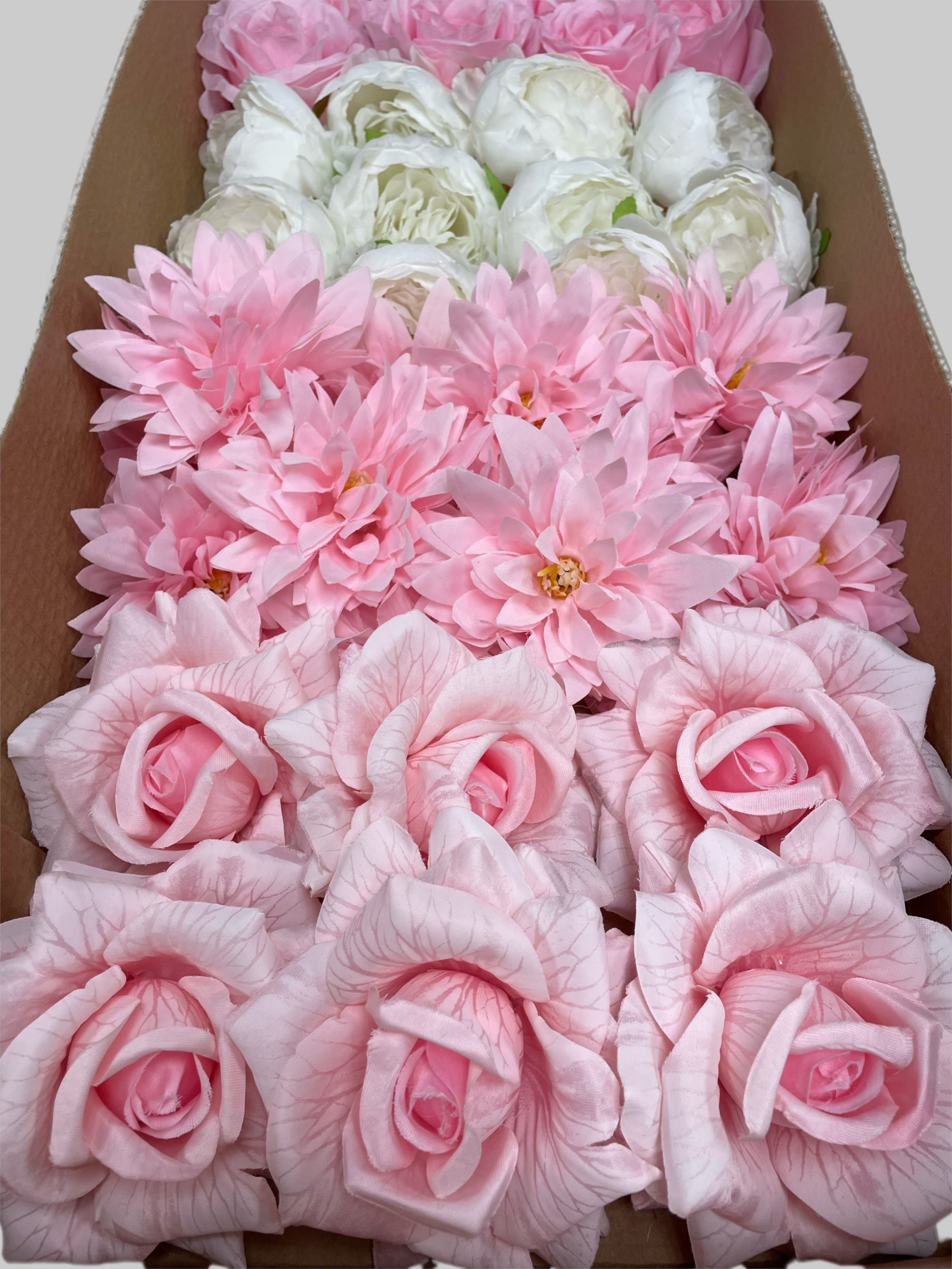 60/70 PCS Artificial Flower Heads (HS1), Mixed Colors for Wedding & DIY Decor