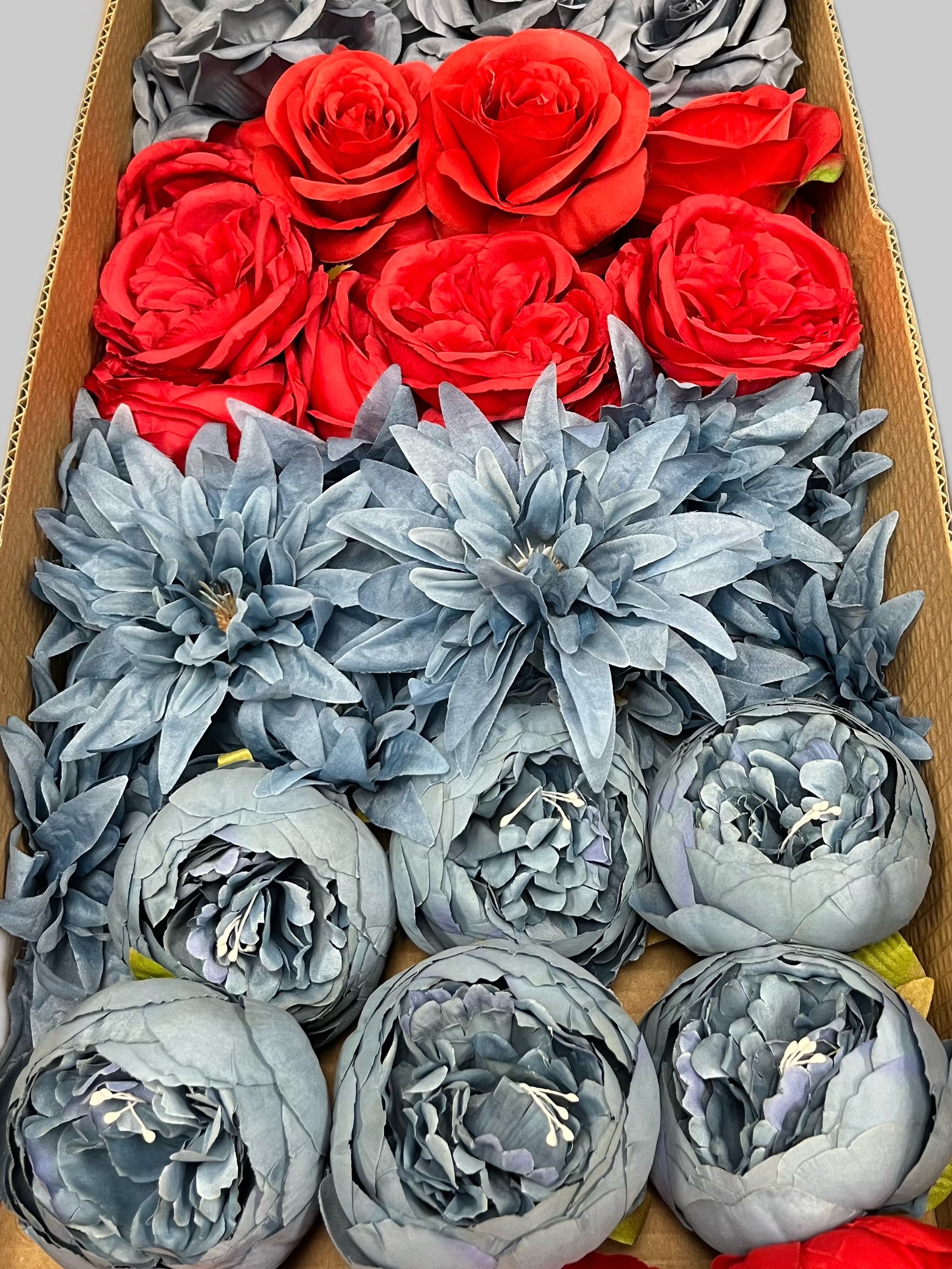 60/70 PCS Artificial Flower Heads (RL1), Mixed Colors for Wedding & DIY Decor