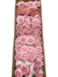 50/60 PCS All Dusty Blush Pink Assorted Artificial Flower Heads (AD4), Peonies, Roses & Dahlias